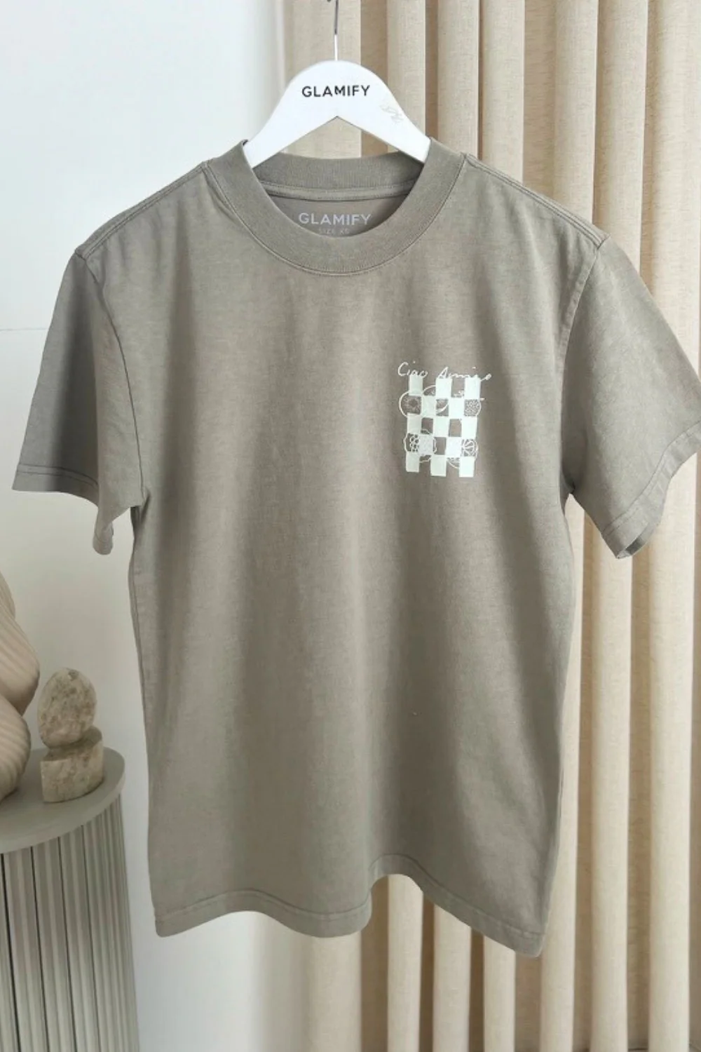Ciao amigo back print faded khaki boxy t-shirt - Image 4