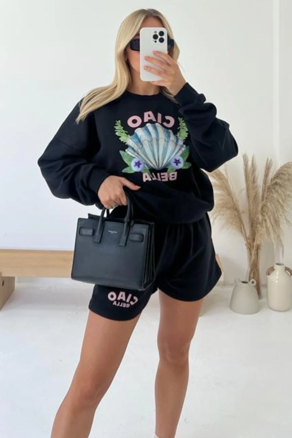 Ciao Black Premium Sweater Short Loungewear Set - Image 2