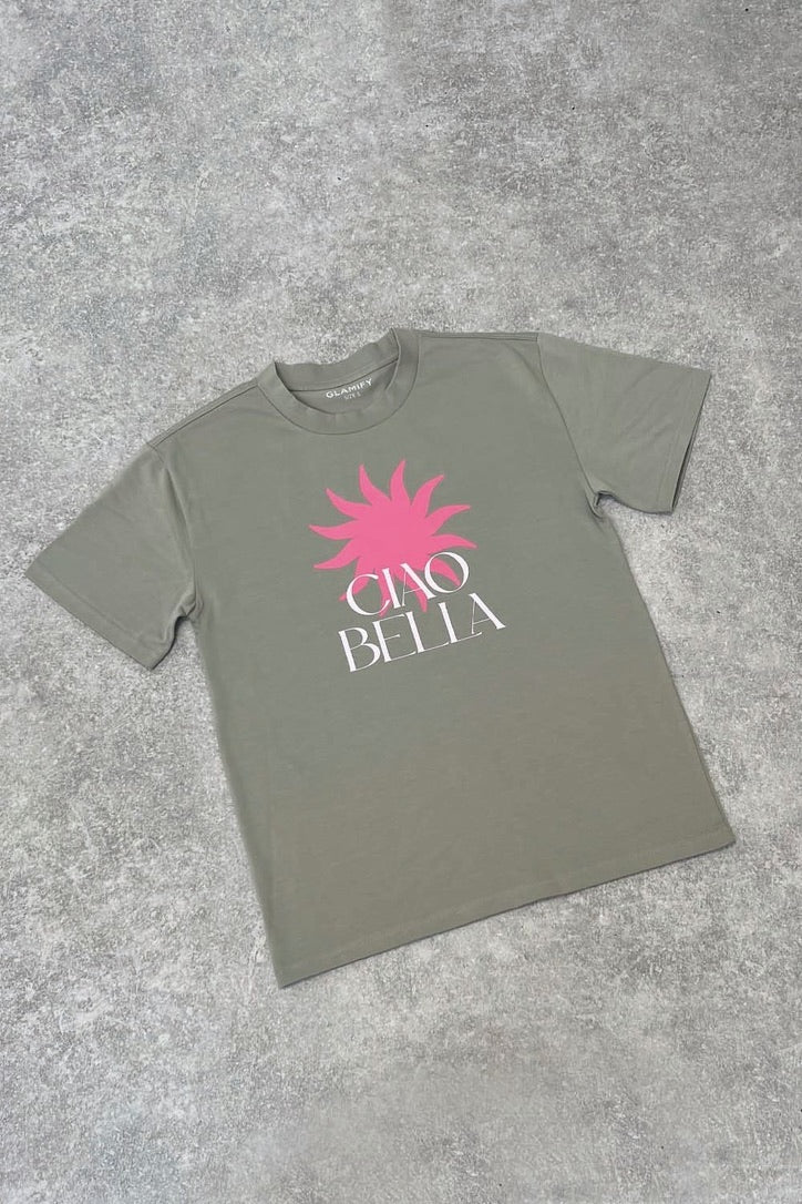 Ciao bella sage printed heavyweight oversized t-shirt - Image 3