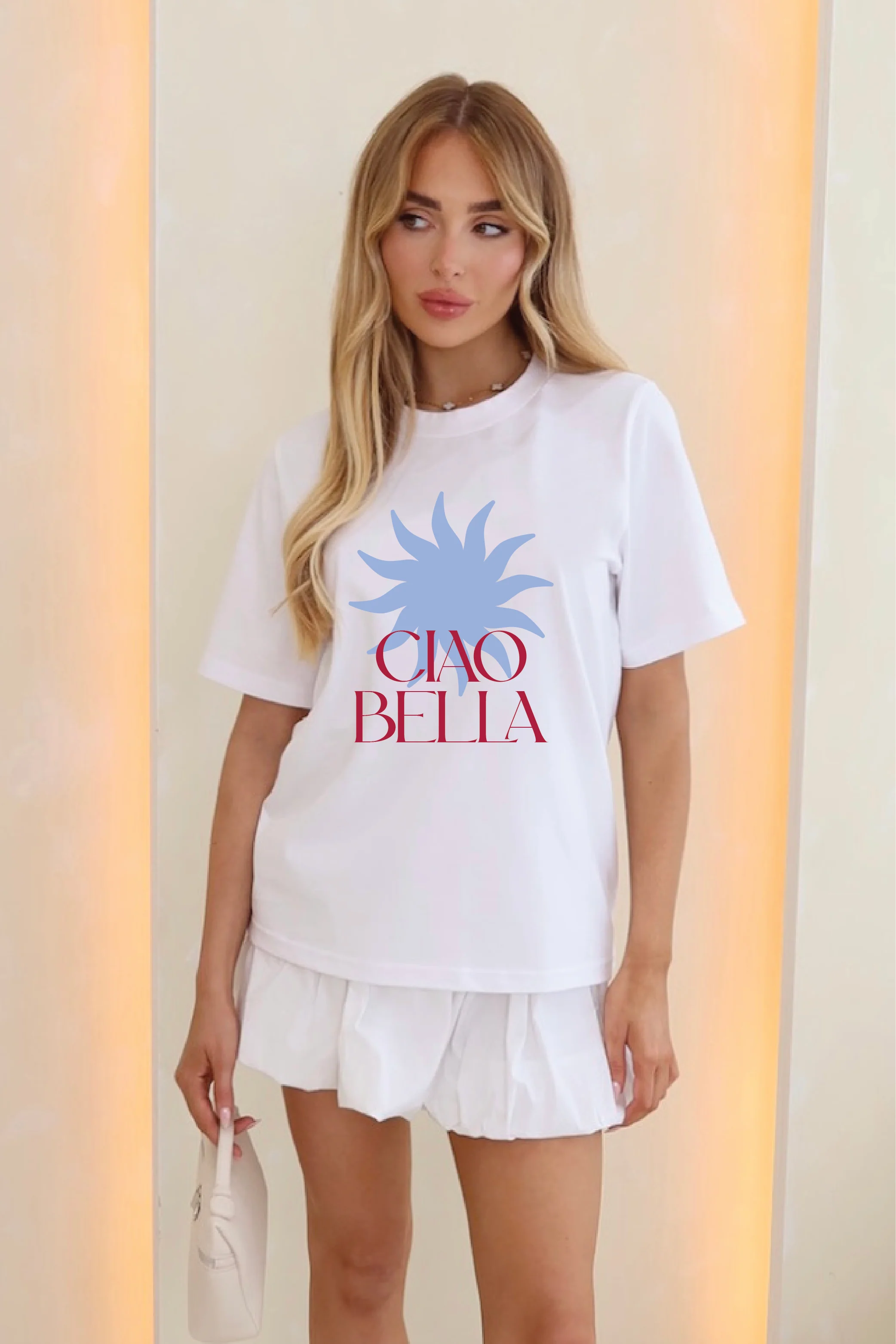 Ciao bella white printed heavyweight oversized t-shirt - Image 4