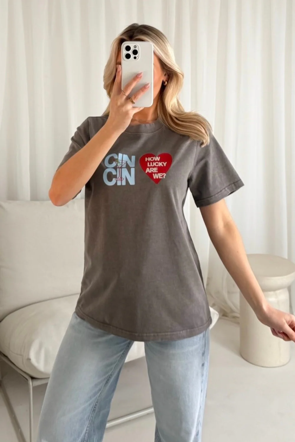 Cin Cin faded grey printed heavyweight oversized t-shirt - Image 2