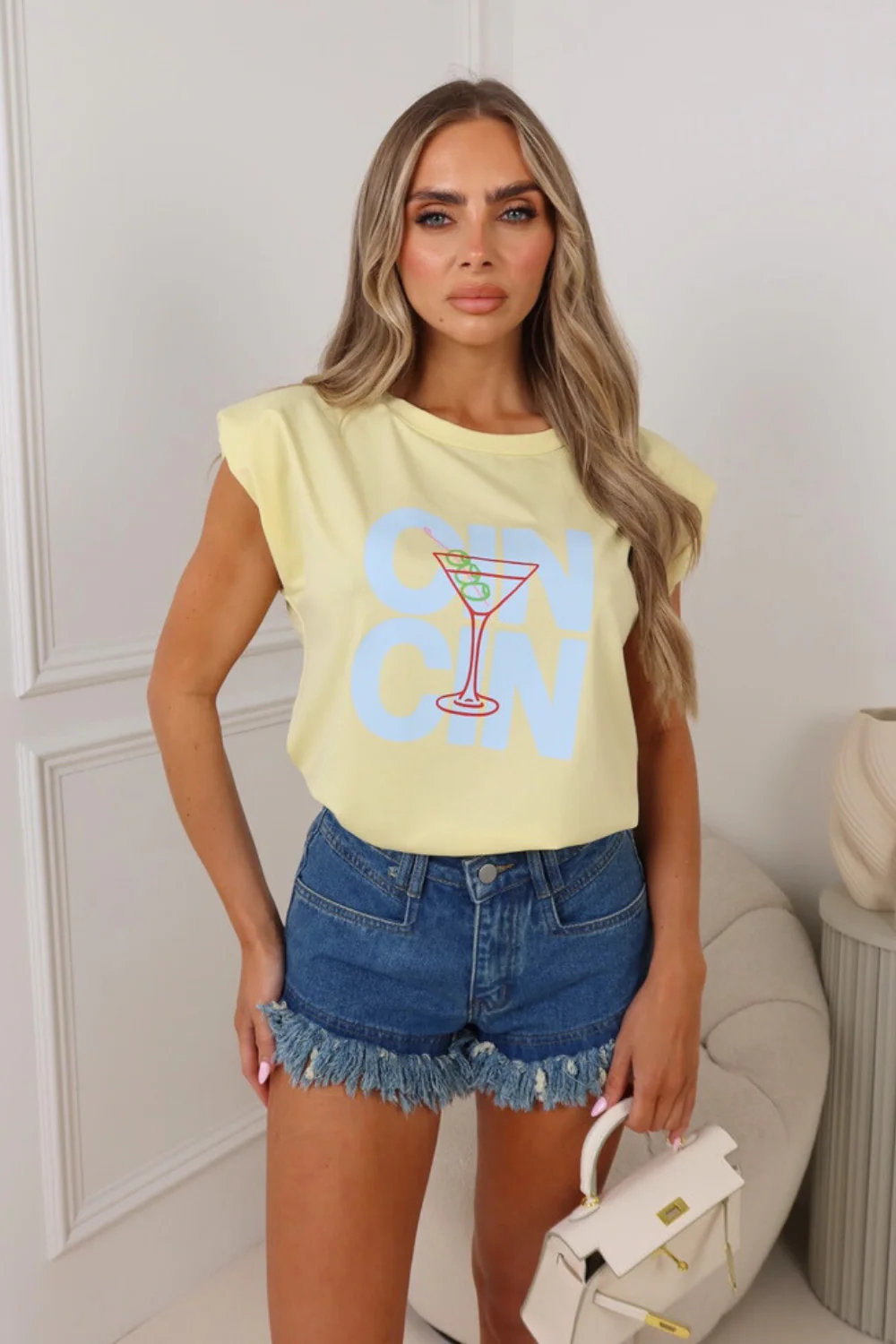 Cin Cin lemon shoulder pad printed t-shirt