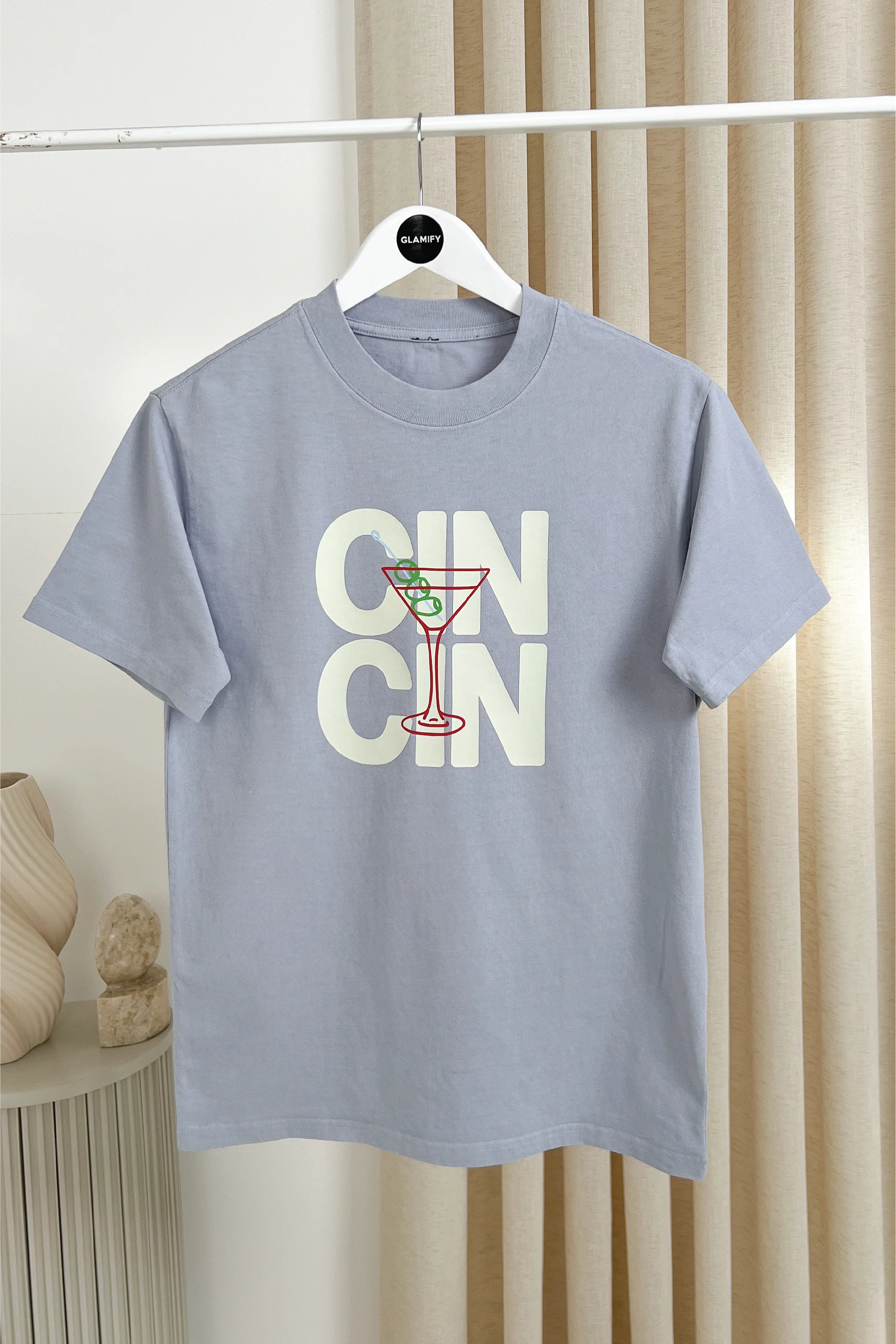 Cin Cin powder blue heavyweight printed t-shirt - Image 4
