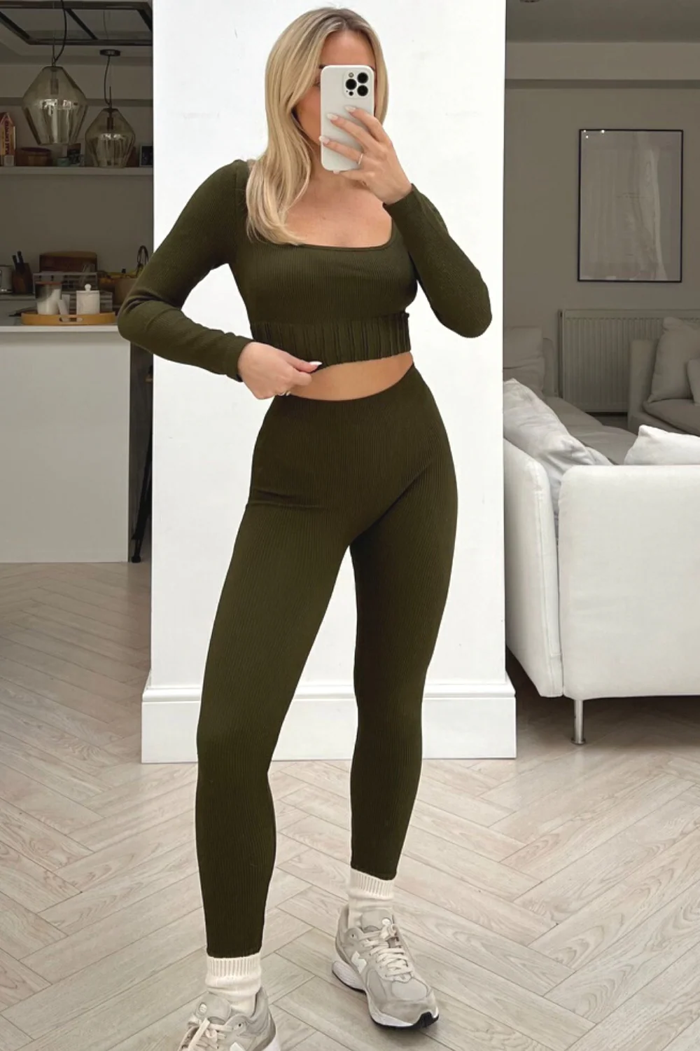 Claudia khaki long-sleeve activewear set - Image 3