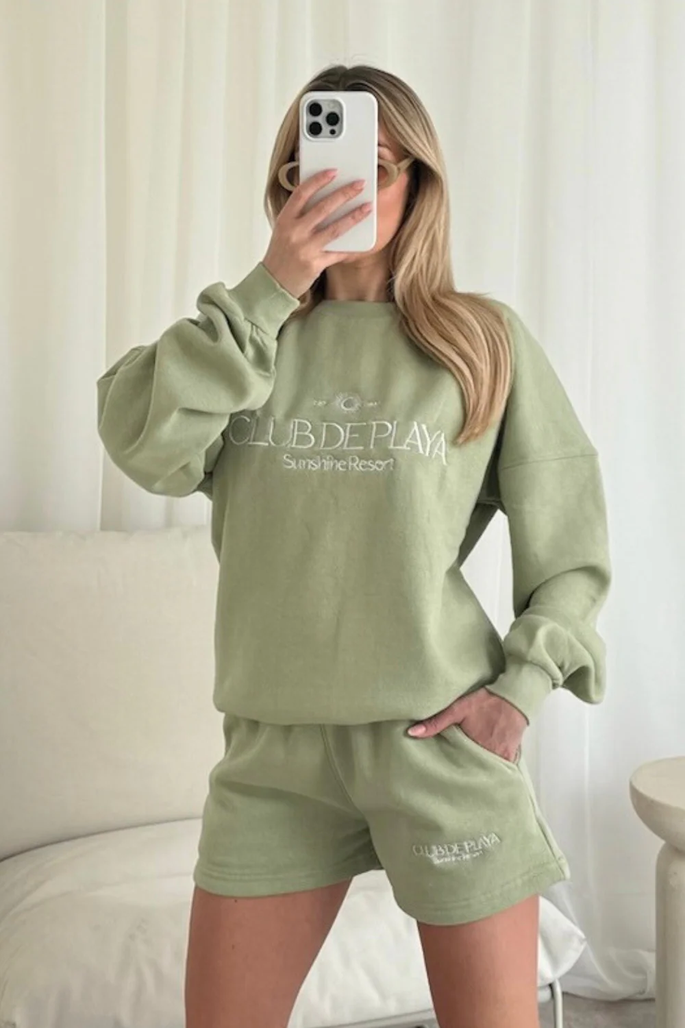 Club de playa sage embroidered sweater shorts loungewear - Image 3