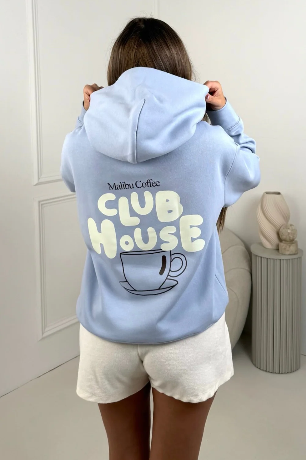 Club House faded blue printed premium hoodie - Image 3