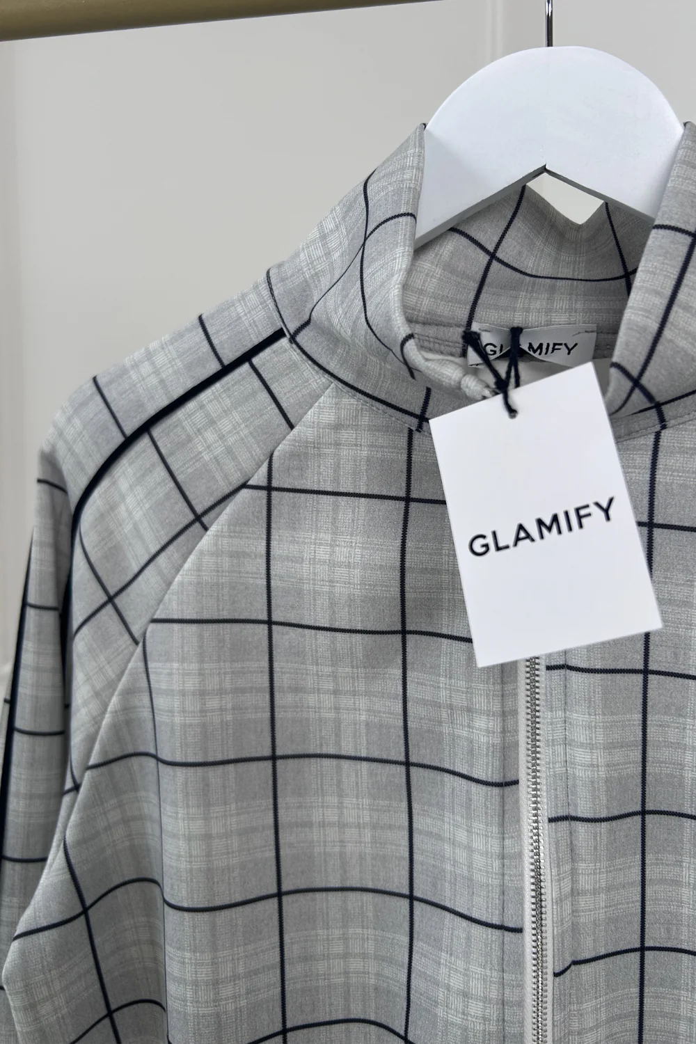 COLE GREY CHECKED PIPING TRACKSUIT CO ORD TWO PIECE SET - Image 3