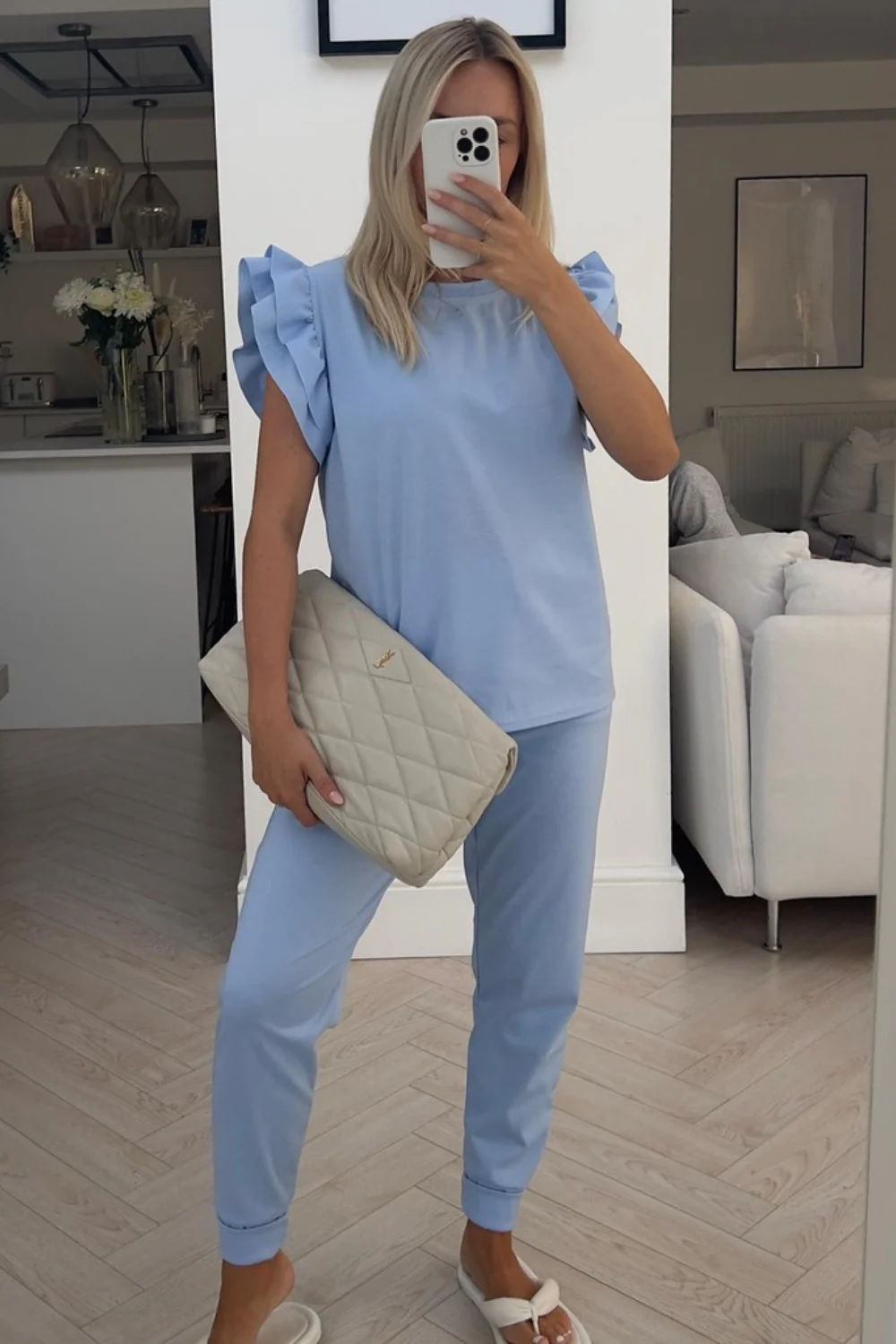 Nina sky blue frill jogger coord