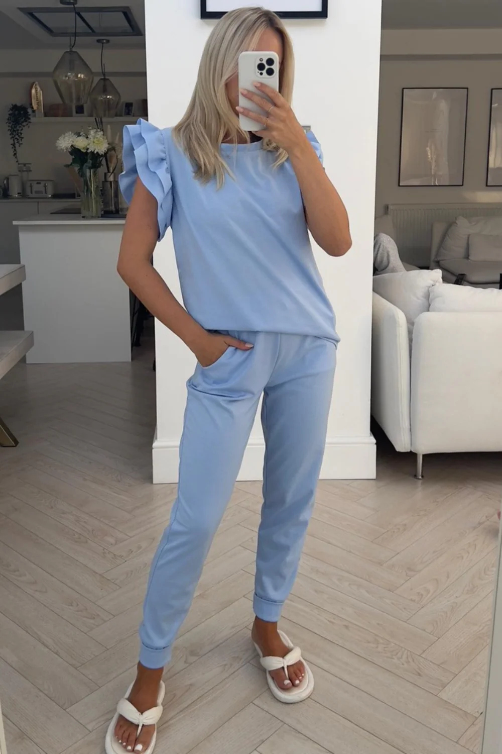 Nina sky blue frill jogger coord - Image 2