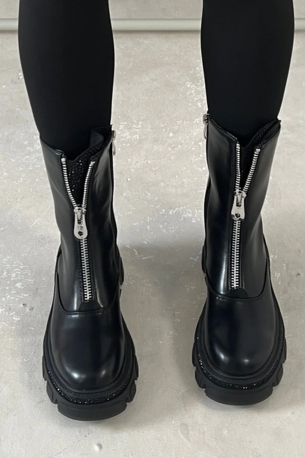 Cora black diamante zip up boots - Image 4
