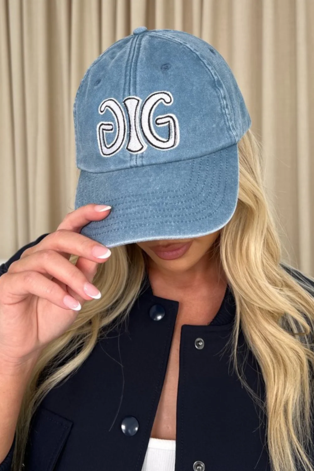 Couture Milan blue embroidered cap
