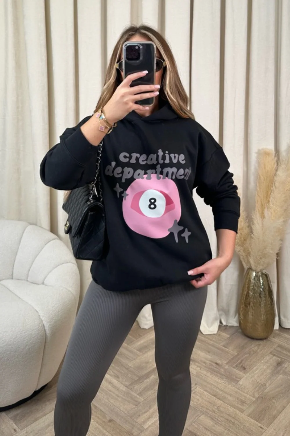 Creative department black printed relaxed hoodie - Image 2