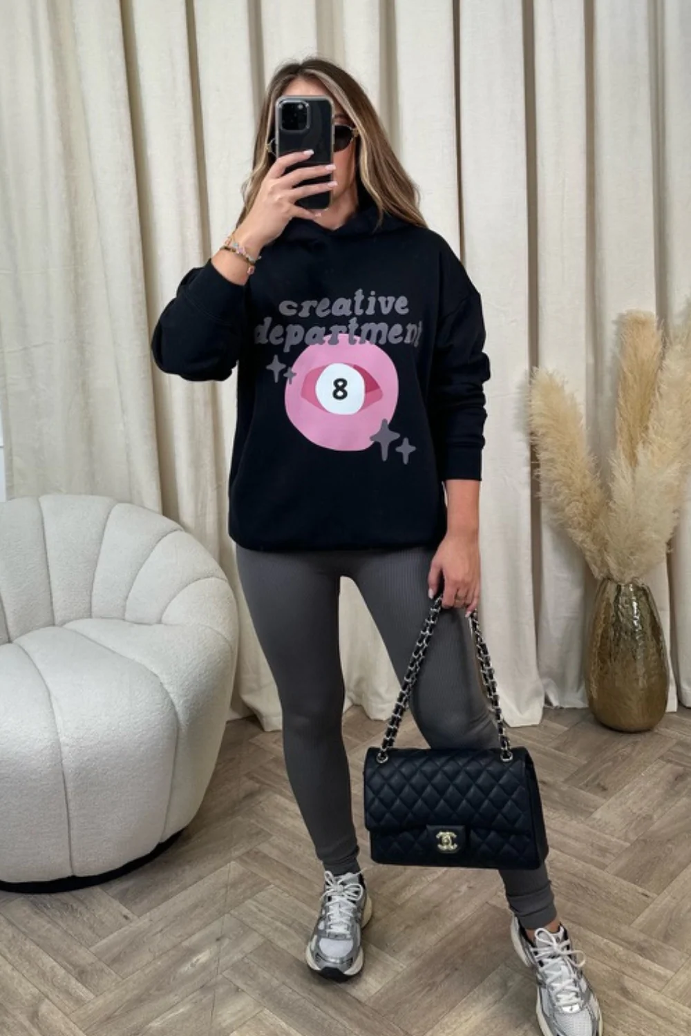 Creative department black printed relaxed hoodie - Image 3