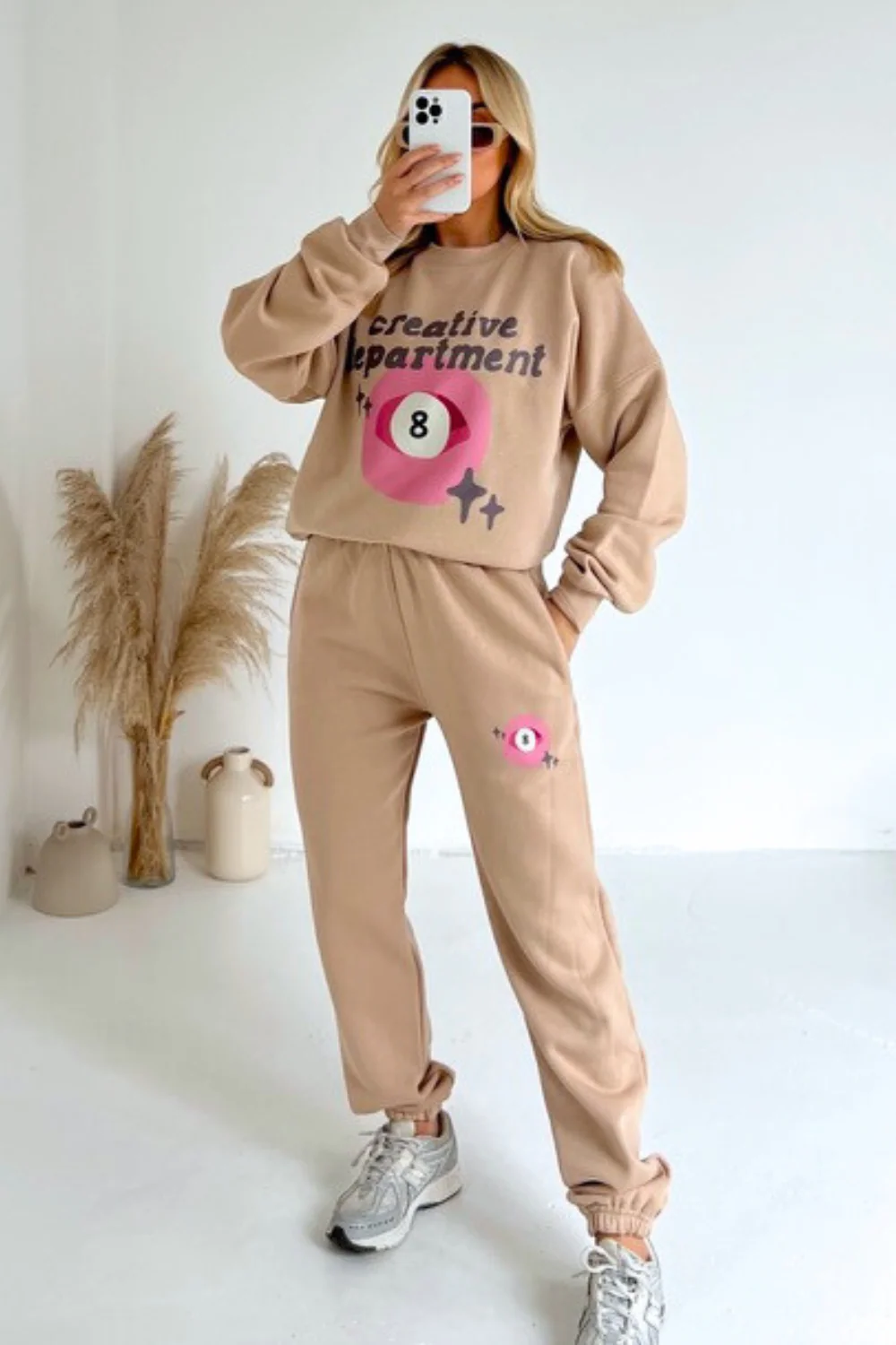creative department stone printed sweater joggers premium loungewear - Image 2