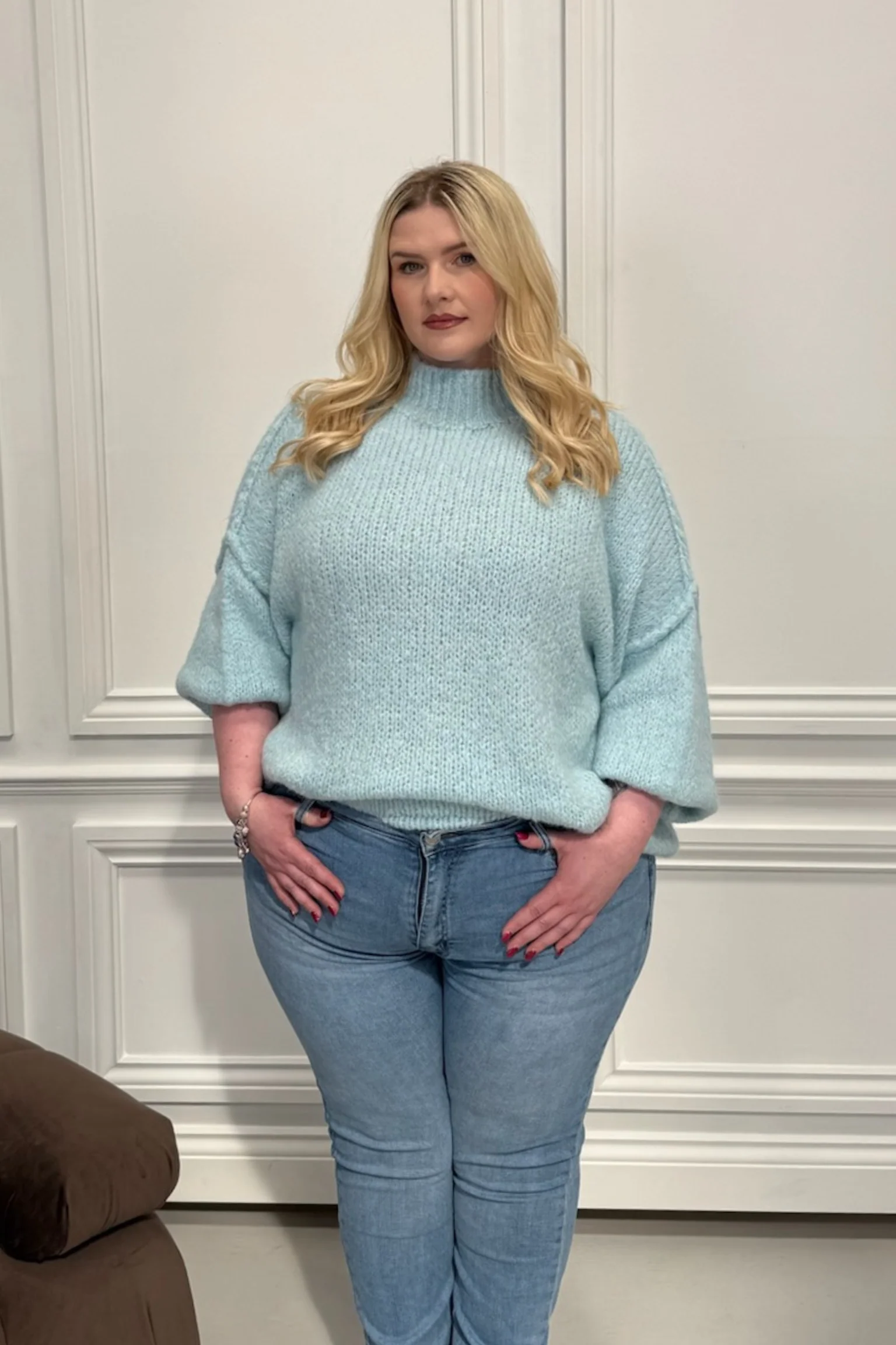 CURVE ADELAIDE BABY BLUE OVERSIZED KNITTED JUMPER