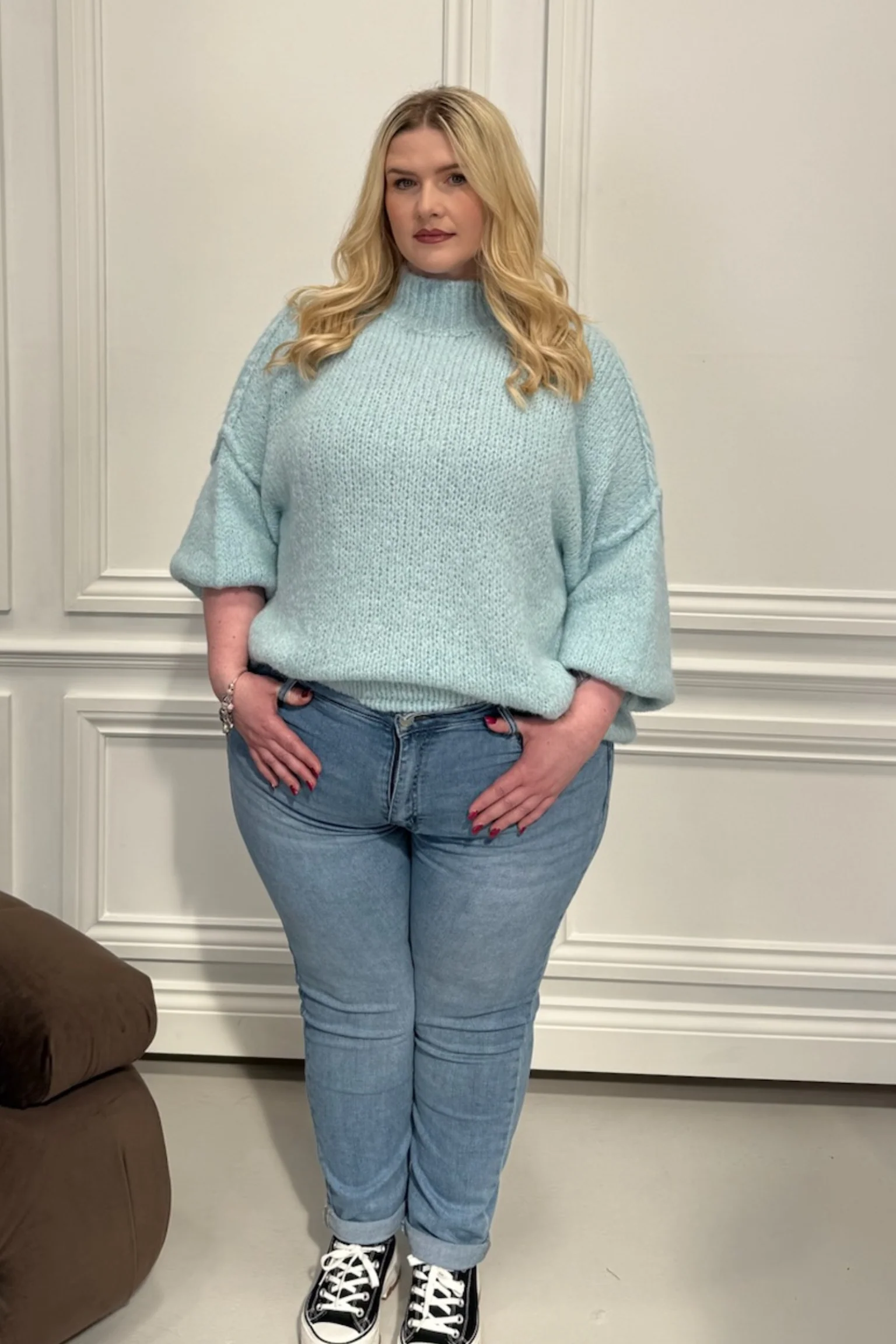 CURVE ADELAIDE BABY BLUE OVERSIZED KNITTED JUMPER - Image 2