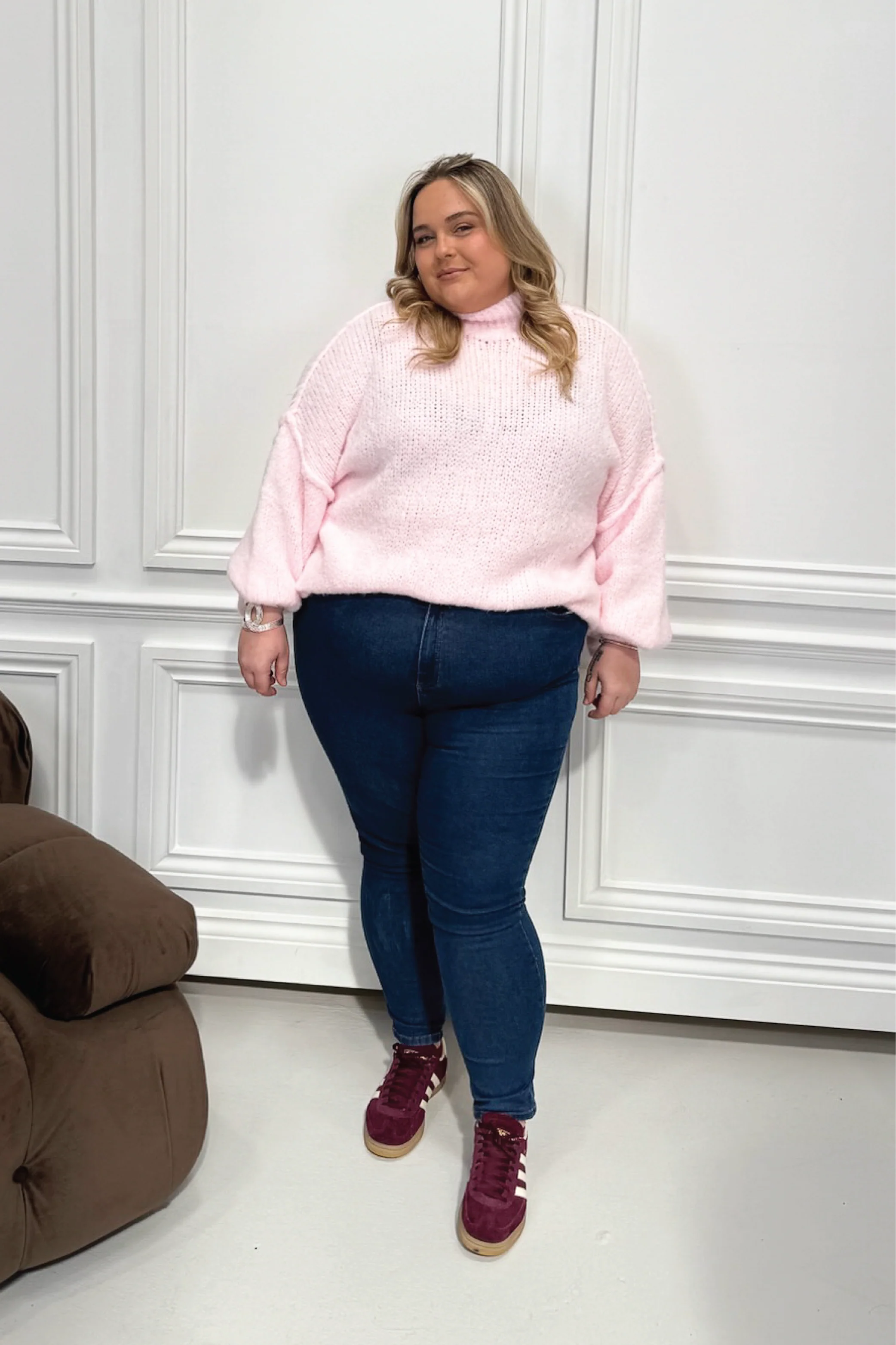CURVE ADELAIDE BABY PINK OVERSIZED KNITTED JUMPER