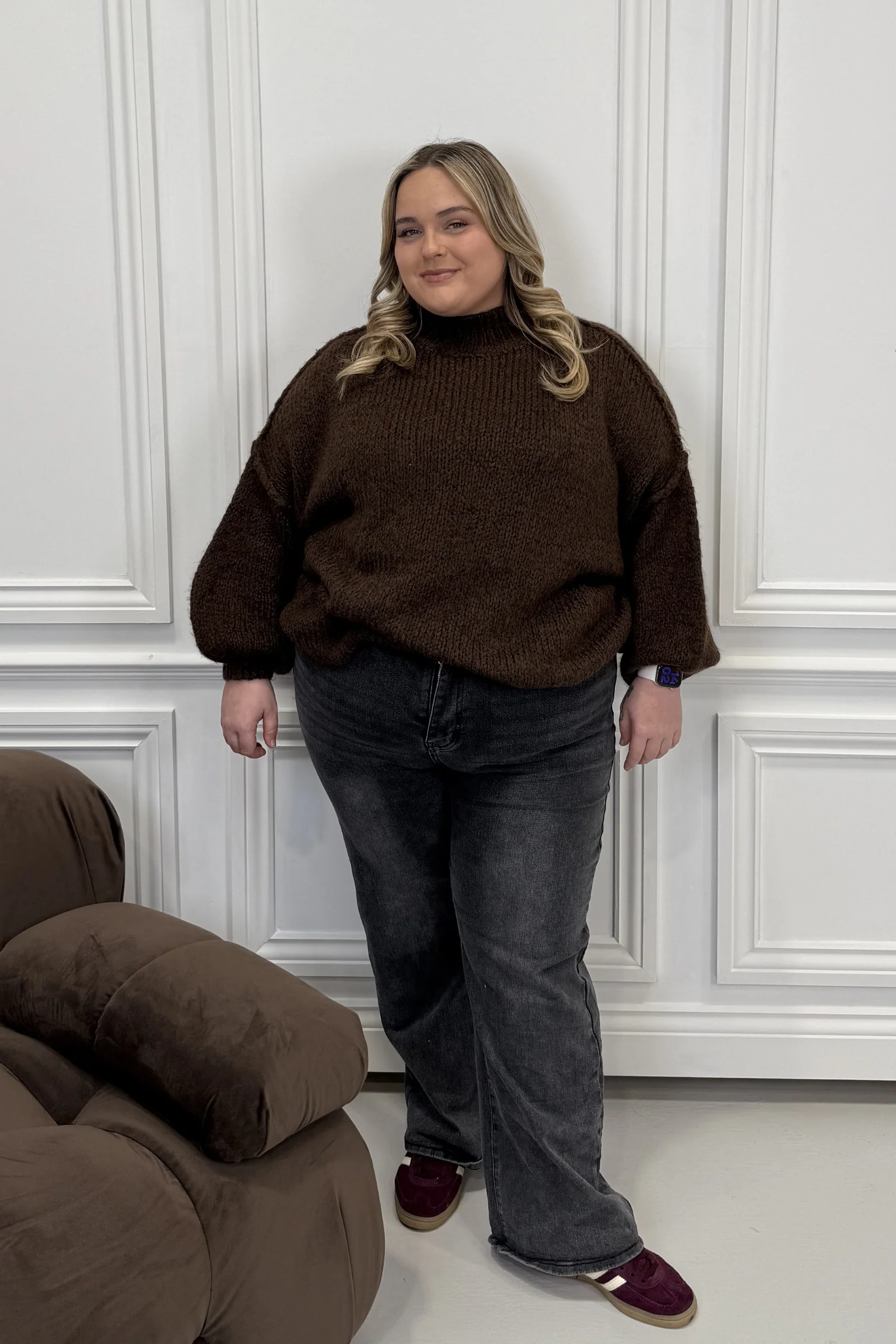 CURVE ADELAIDE CHOCOLATE OVERSIZED KNITTED JUMPER