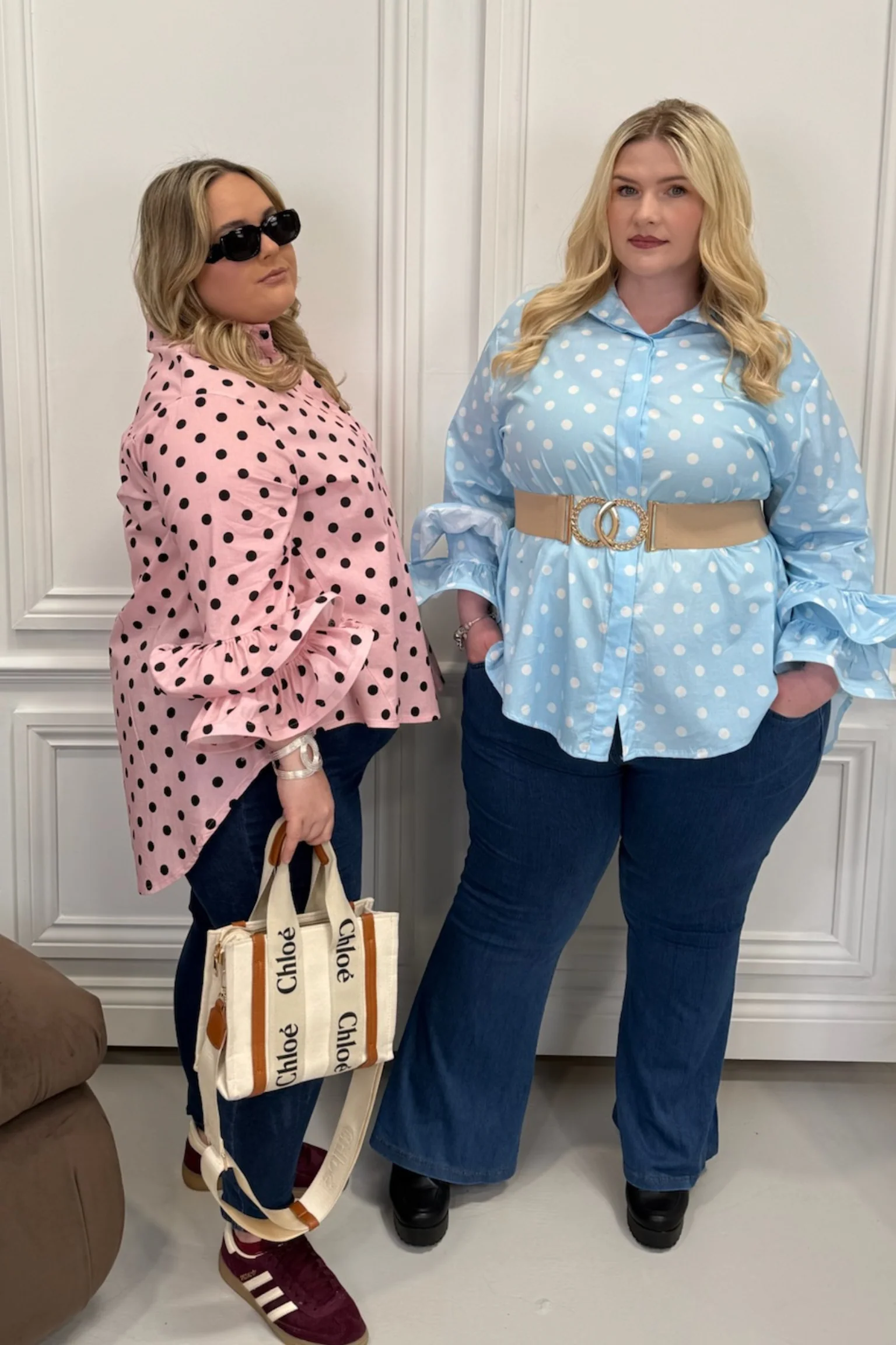 CURVE JANE PINK POLKA DOT RUFFLE CUFF SHIRT - Image 2