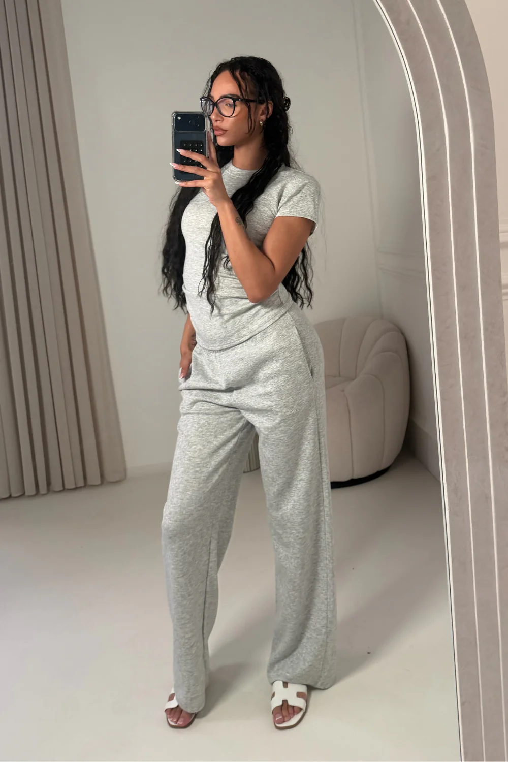 DAPHNE MARL GREY TOP AND TROUSER CO ORD TWO PIECE SET - Image 4