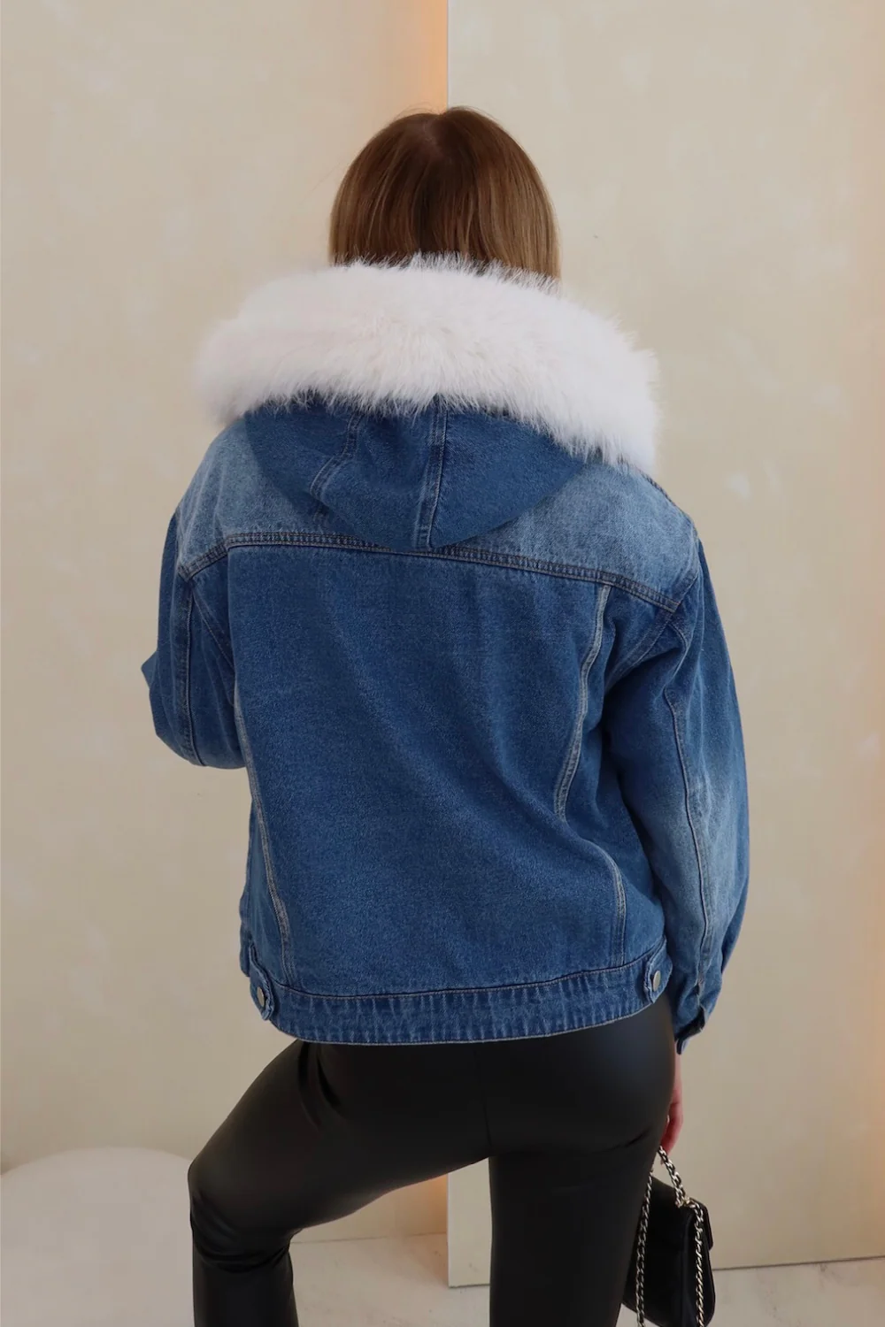 Darcie denim faux fur jacket - Image 3