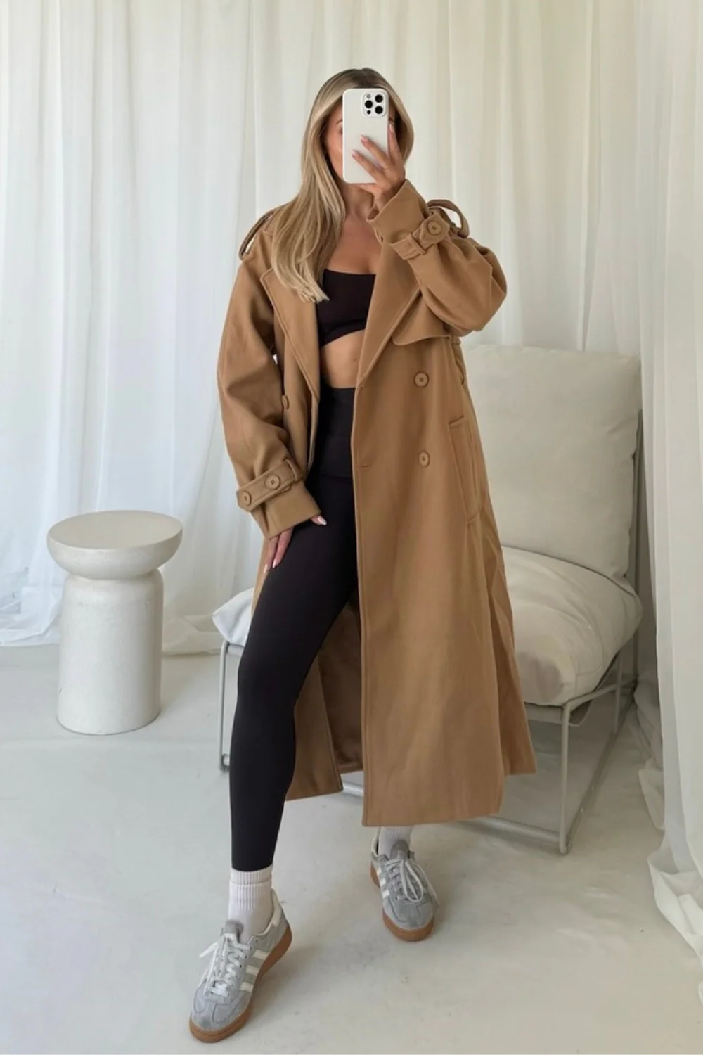 Darla camel long trench coat - Image 2