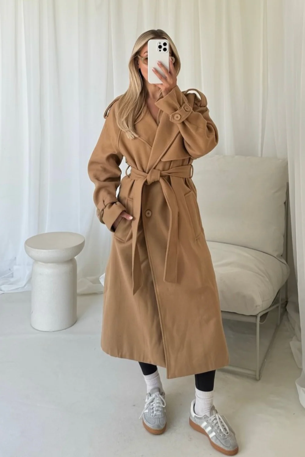 Darla camel long trench coat - Image 3