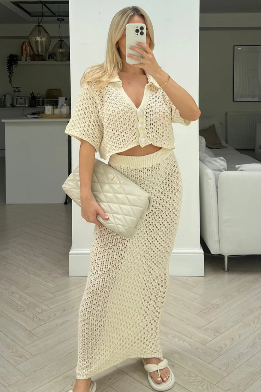 Diana cream crochet cardigan skirt coord - Image 5