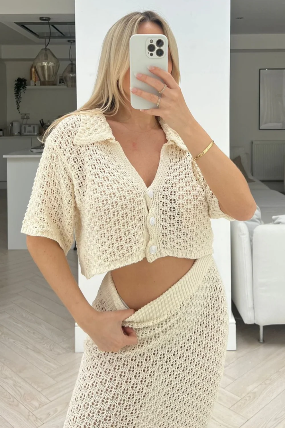 Diana cream crochet cardigan skirt coord - Image 6