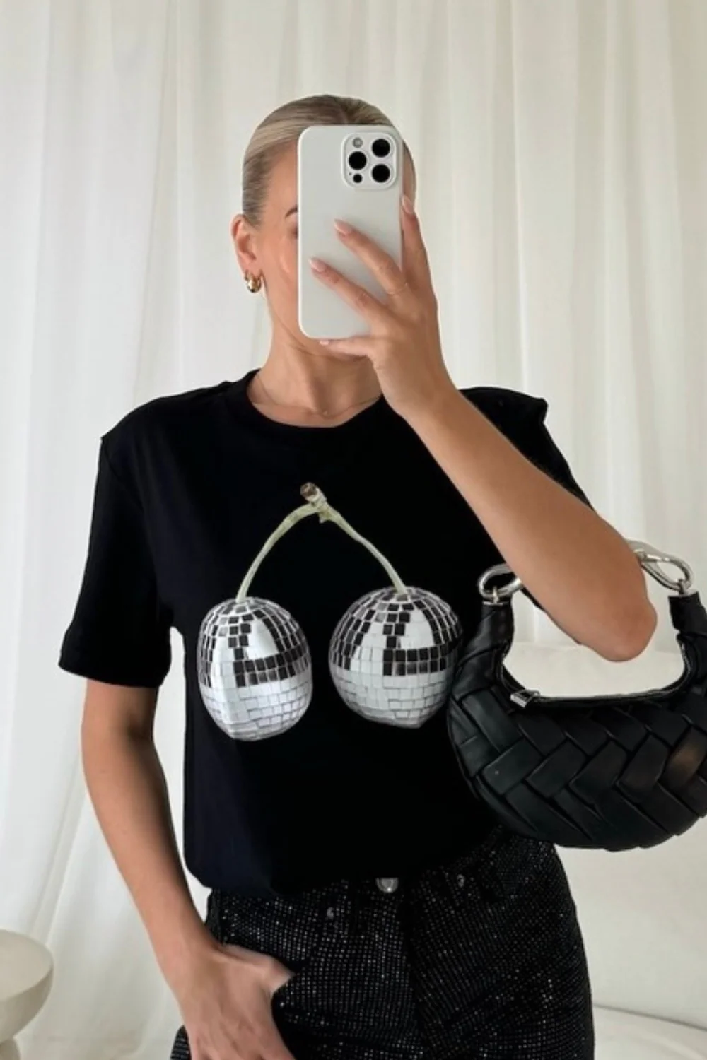 Disco cherry black printed t-shirt