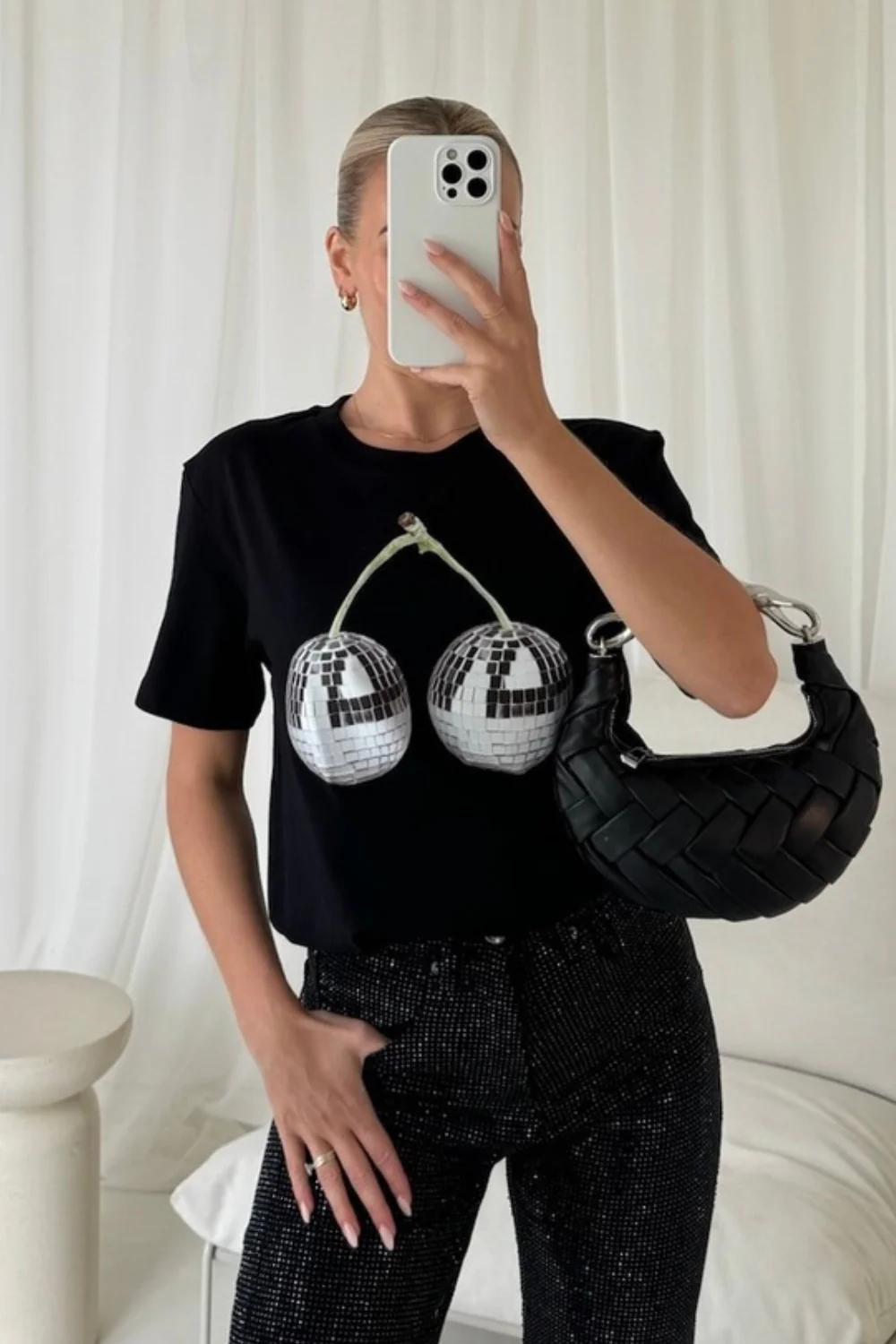 Disco cherry black printed t-shirt - Image 2