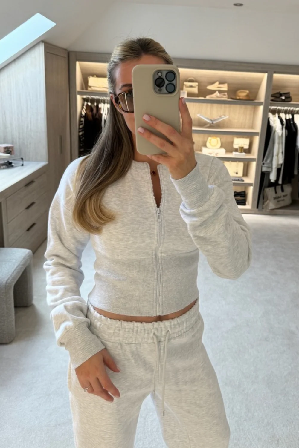 Dolly marl grey cinched waist sweatshirt & straight leg jogger loungewear - Image 2