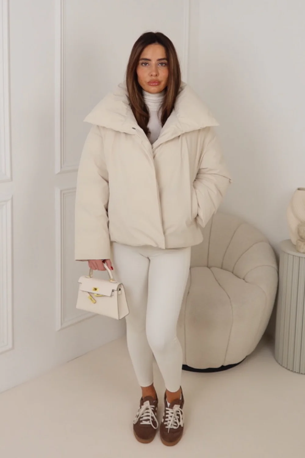 DOVA CREAM CROPPED PUFFER JACKET - Image 2