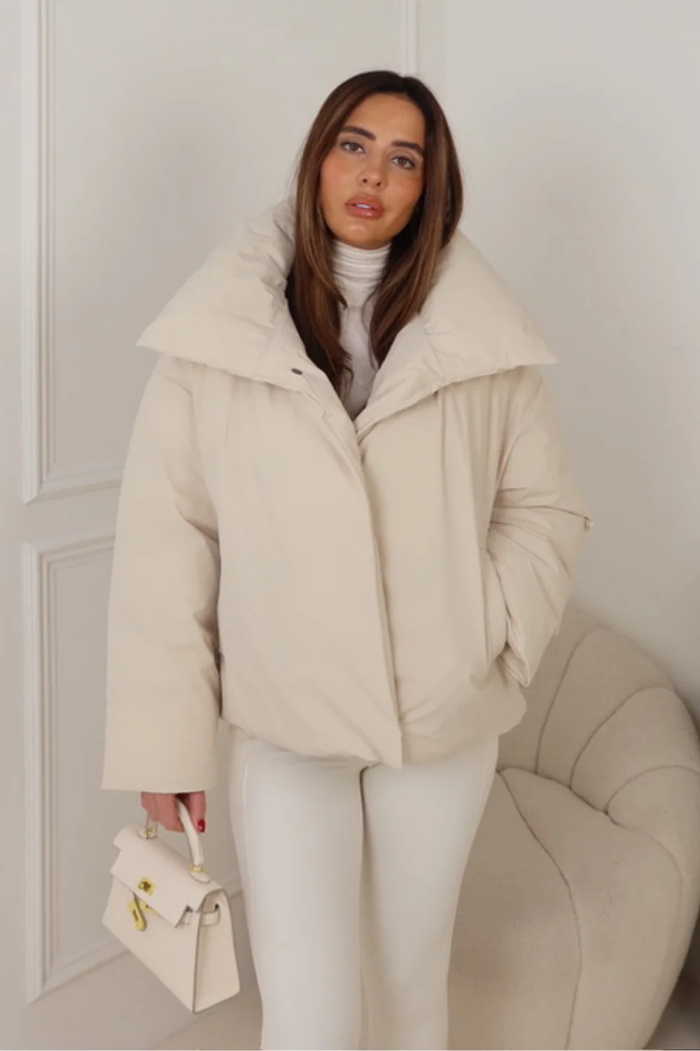 DOVA CREAM CROPPED PUFFER JACKET - Image 3