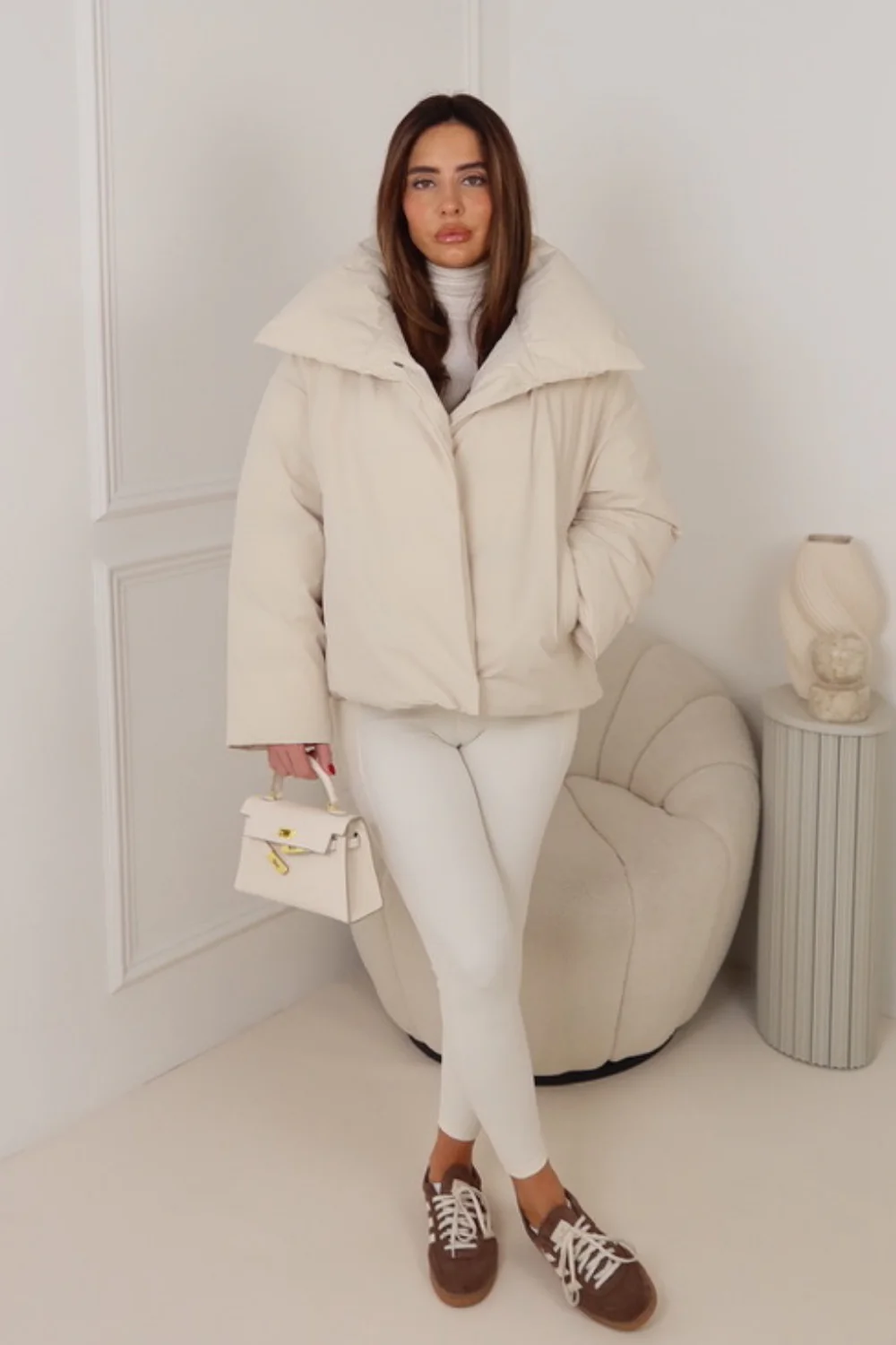 DOVA CREAM CROPPED PUFFER JACKET - Image 4