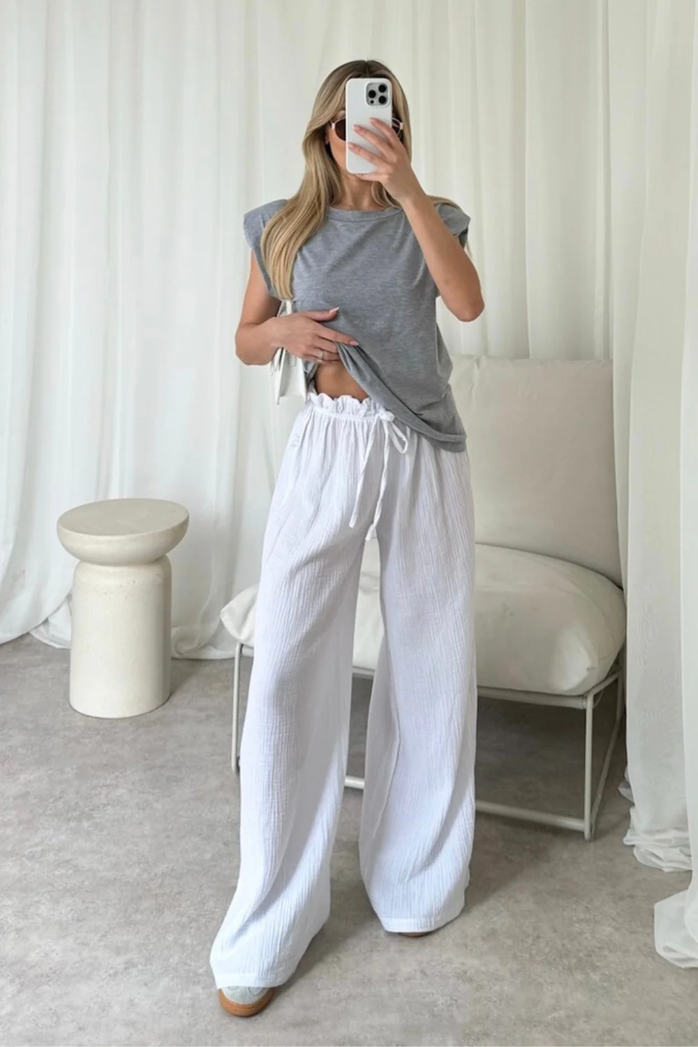 Eliza grey shoulder pad t-shirt - Image 2