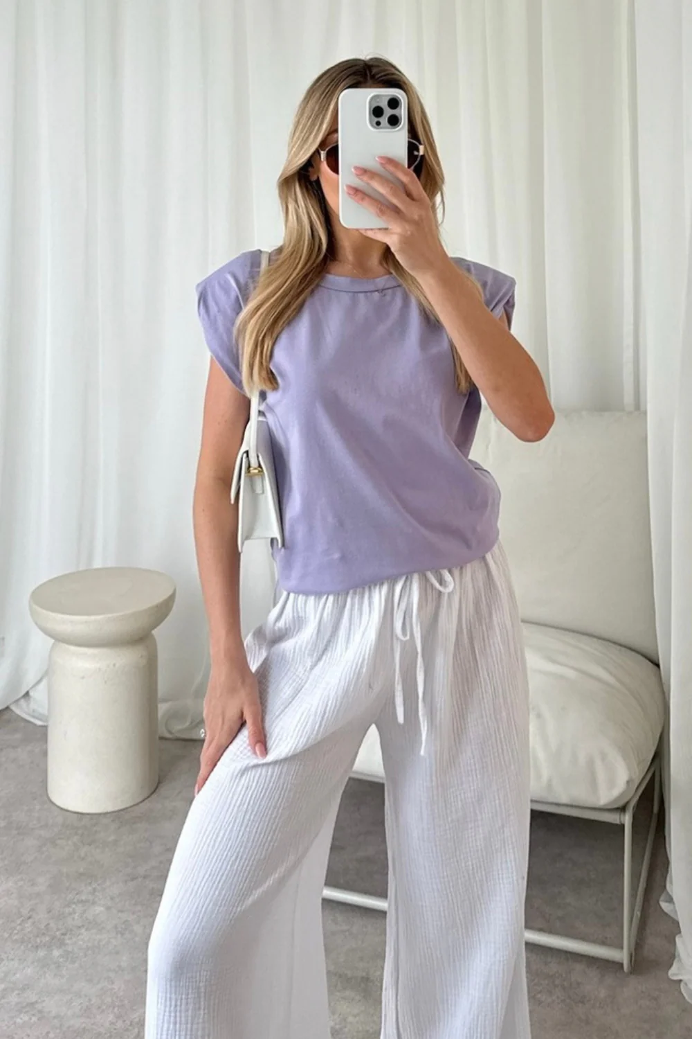 Eliza lilac shoulder pad t-shirt - Image 3