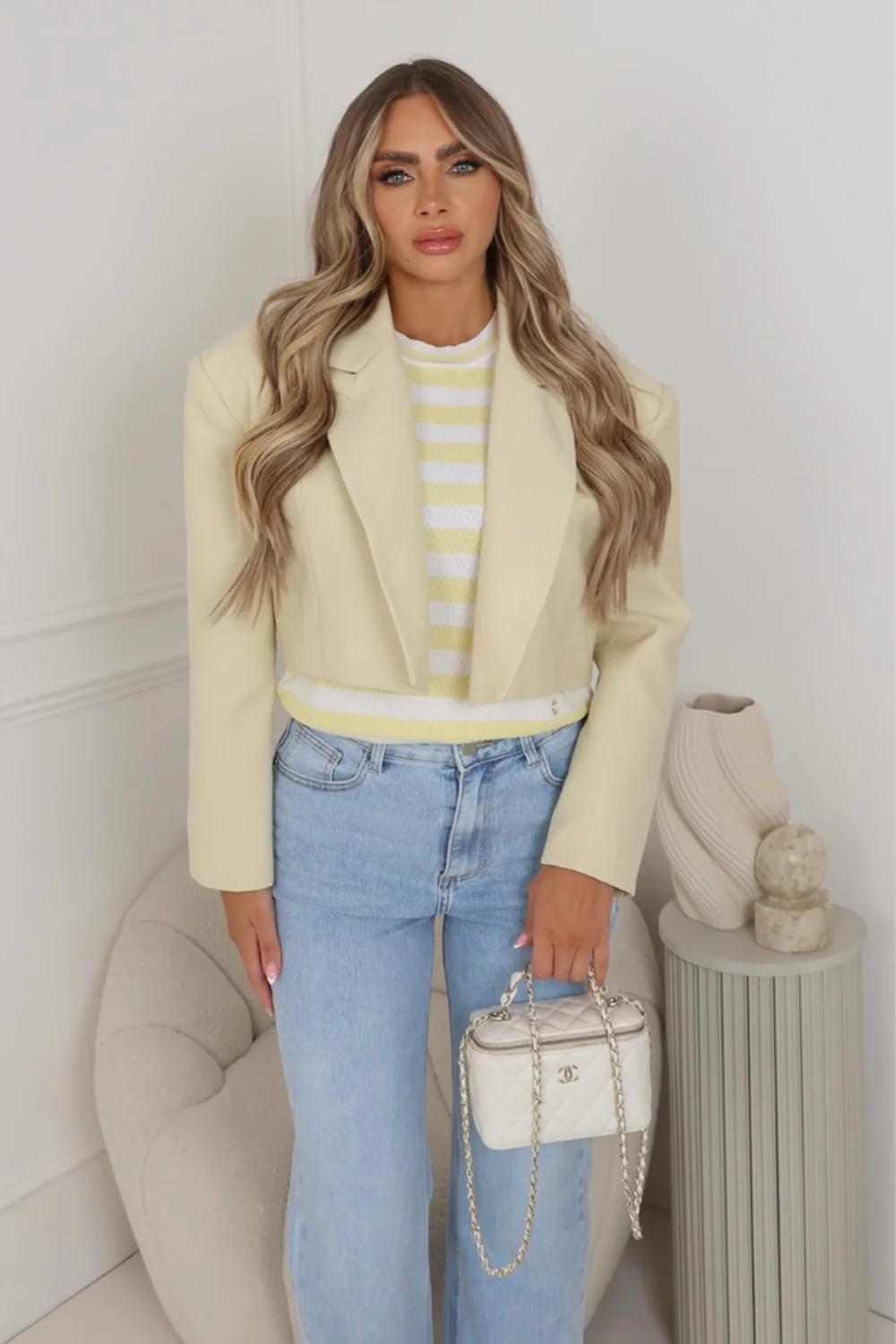Elliah lemon cropped tailored blazer - Image 2