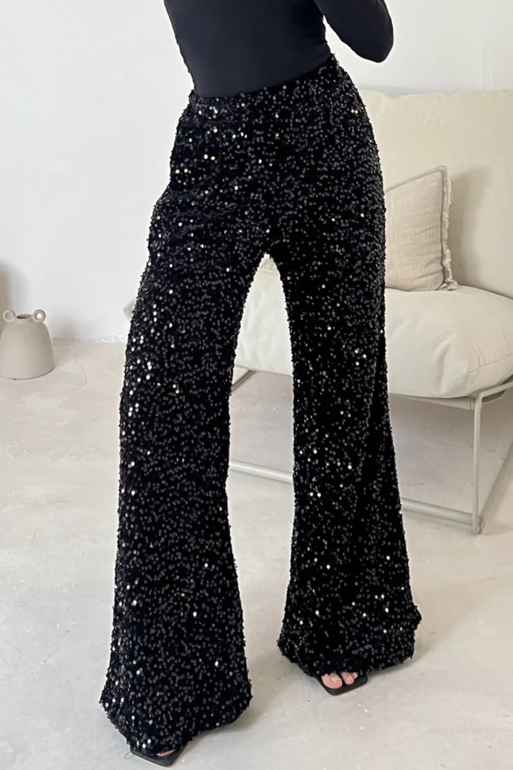 Ellie black sequin trousers - Image 2