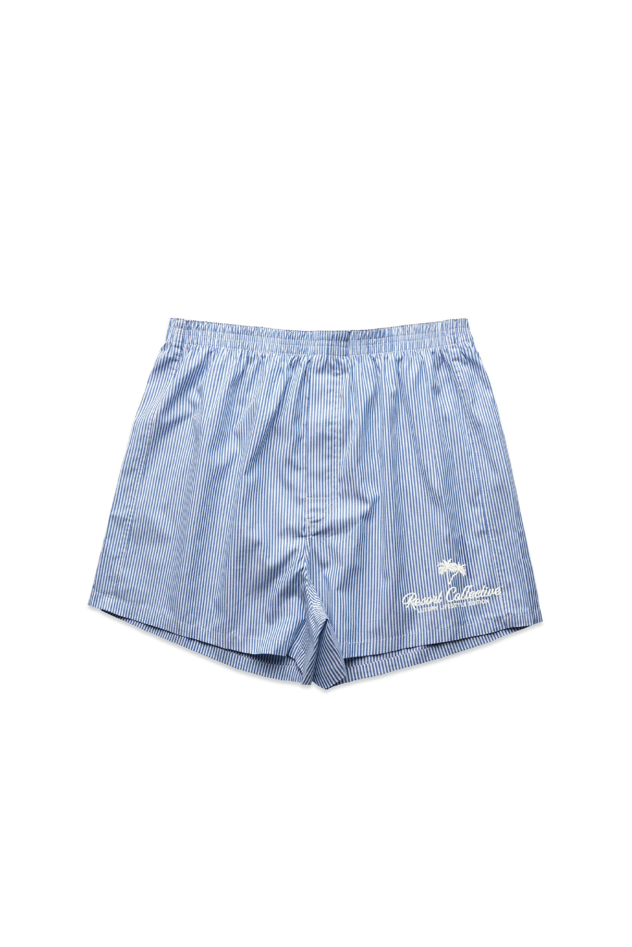 Palm blue stripe embroidered shorts - Resort Collective - Image 3