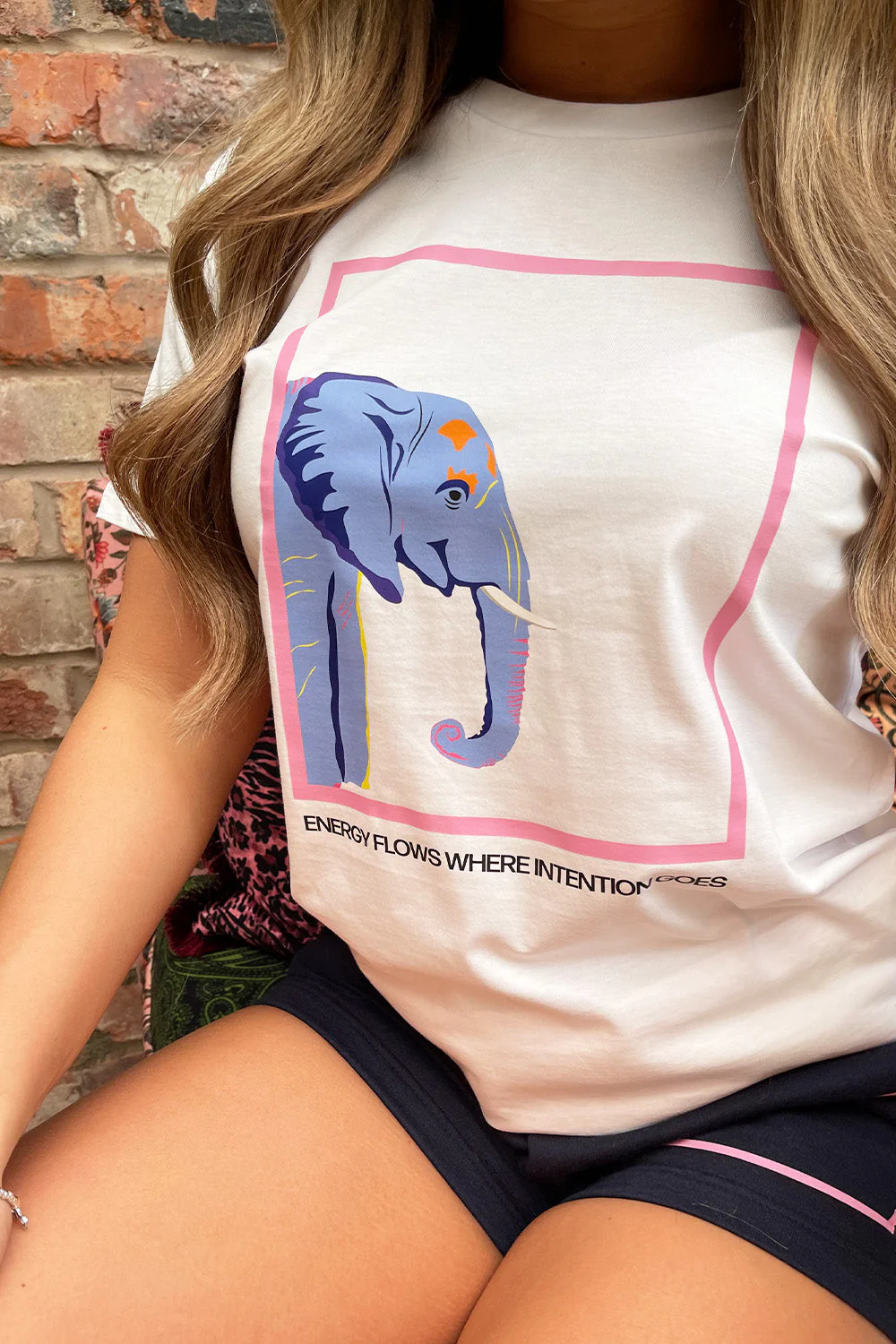 Energy Flows White & Navy Printed short loungewear set - Image 3