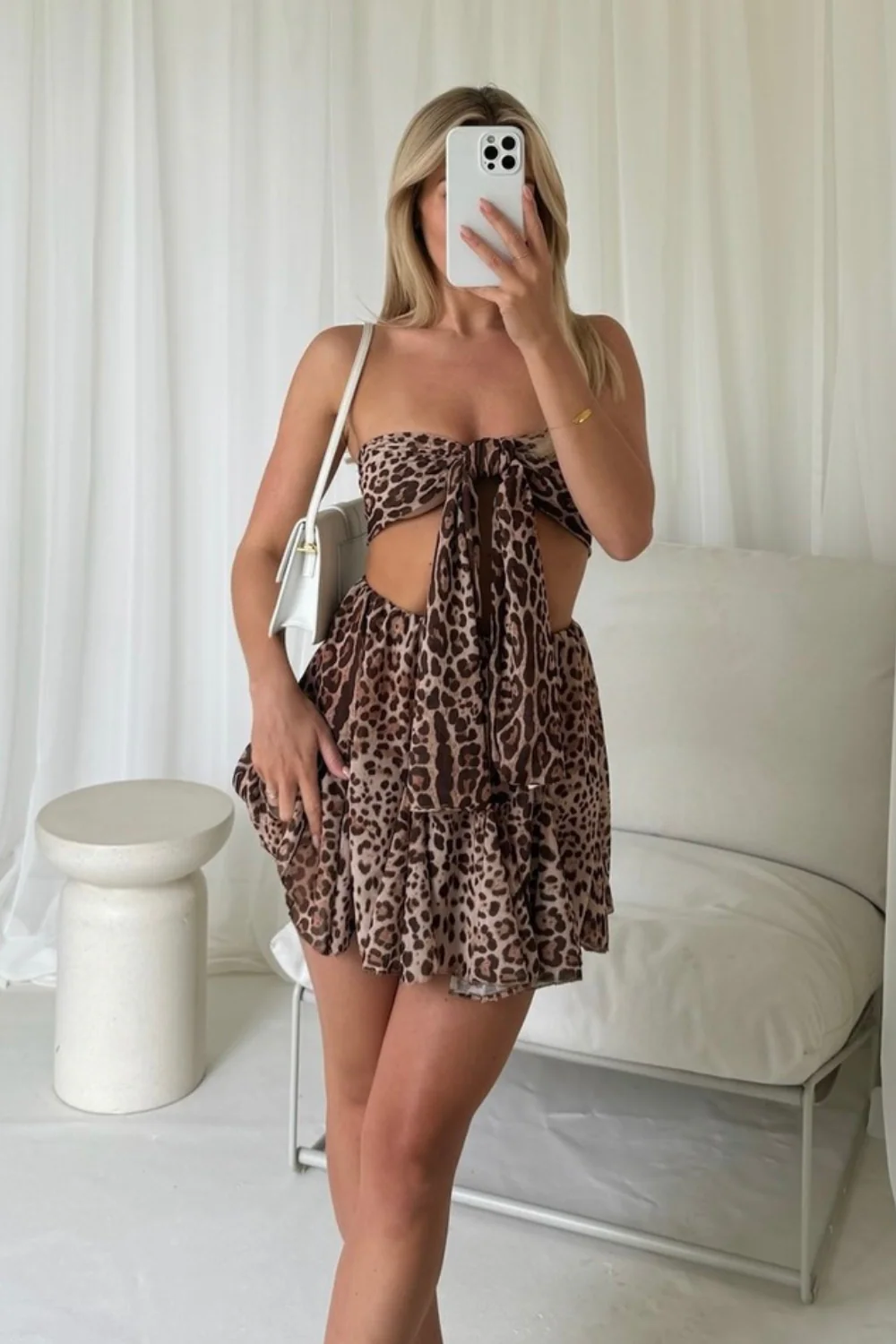 Esme leopard chiffon skirt bandeau co ord - Image 3