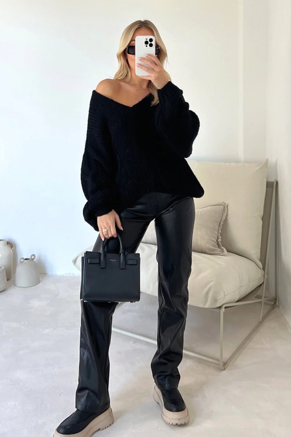 Evie black cable knit jumper - Image 2