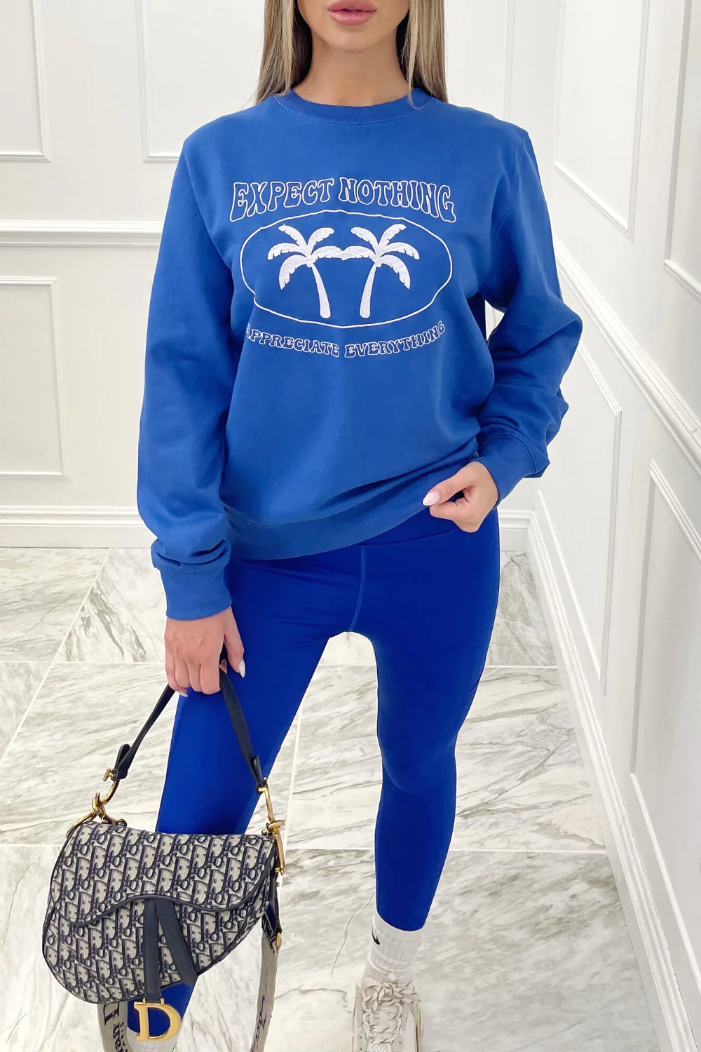 expect nothing royal blue embroidered sweatshirt - Image 2