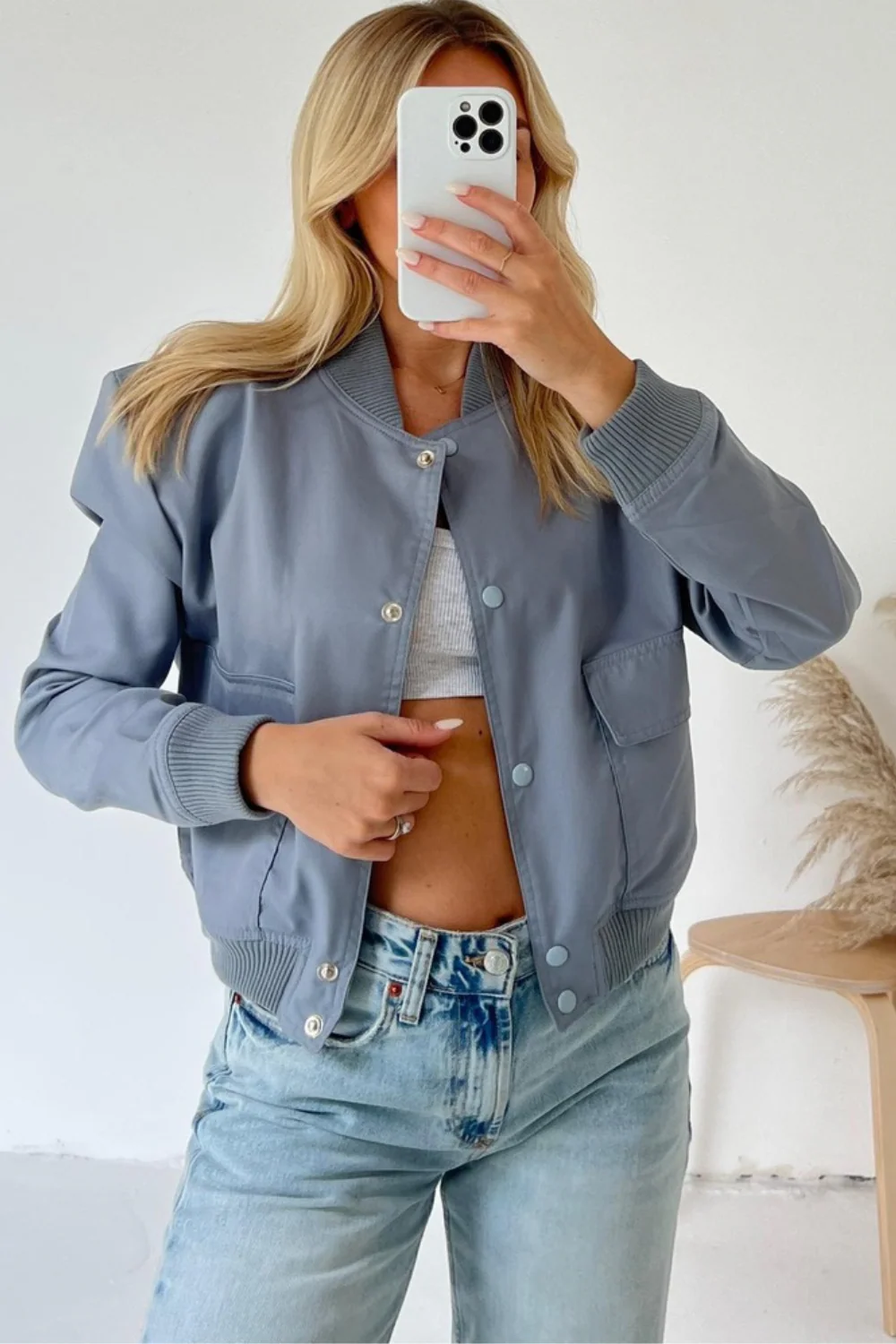 Aria grey cargo bomber jacket - Image 4