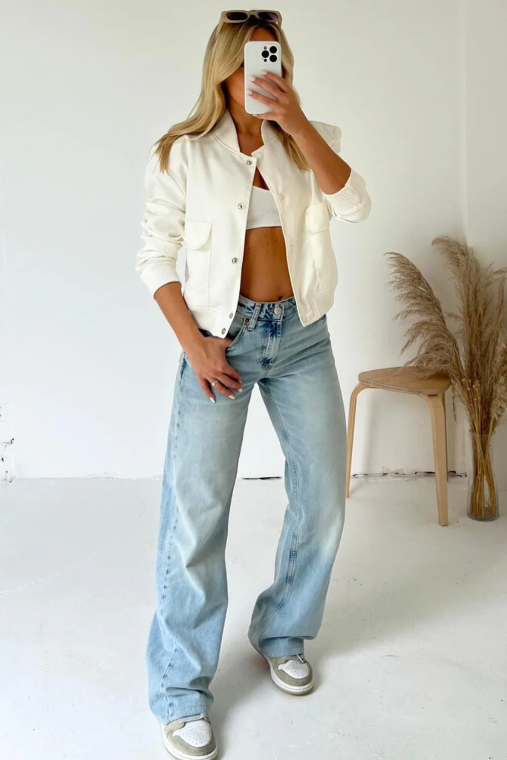 Aria white cargo bomber jacket - Image 3