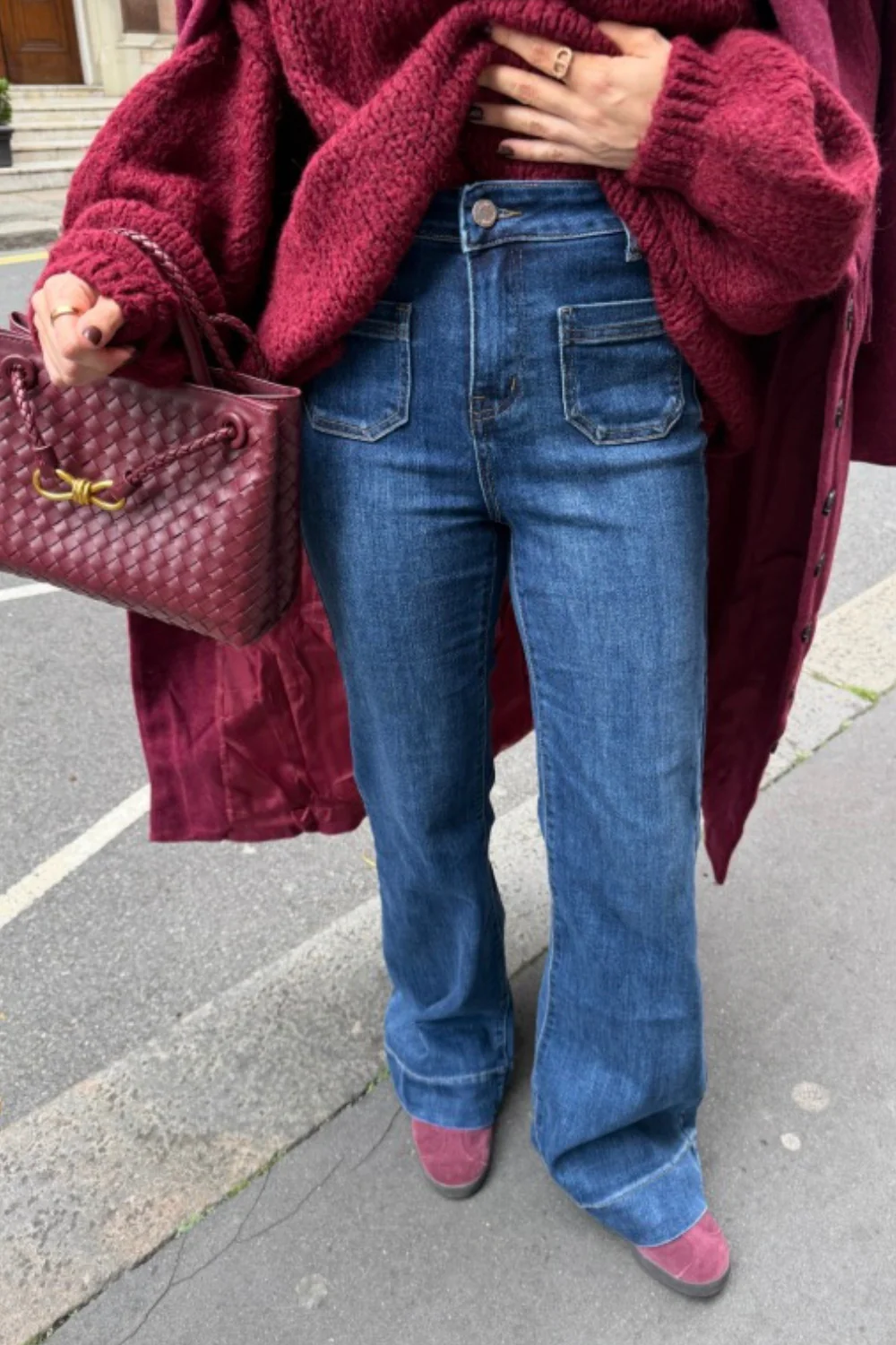 Fara blue pocket detail flared jeans - Image 3
