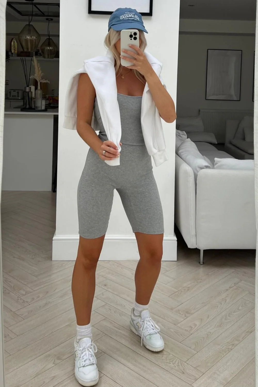 Fearne grey ribbed strappy unitard - Image 2