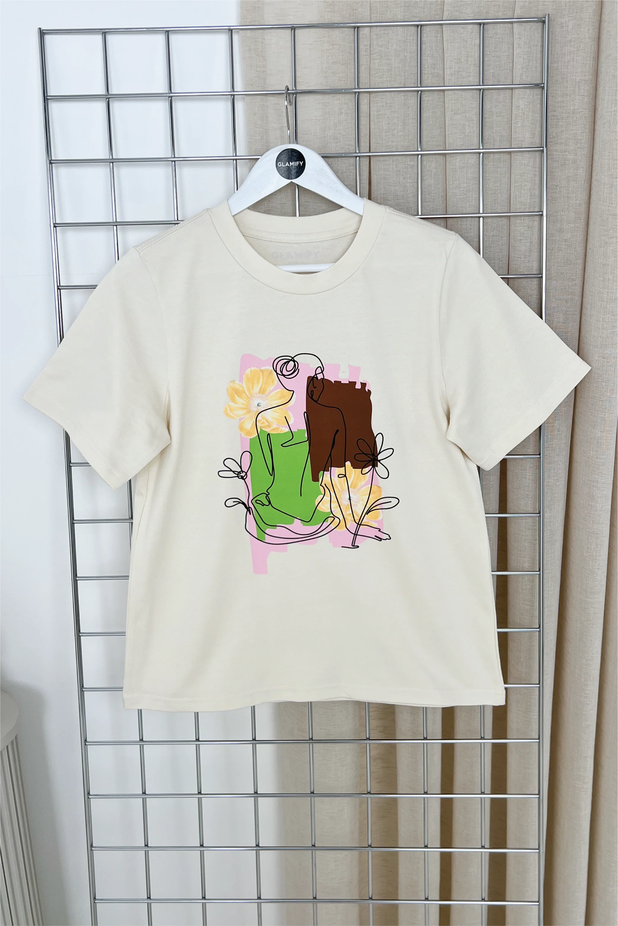 Fine line portrait bone printed heavyweight oversized t-shirt - Image 3