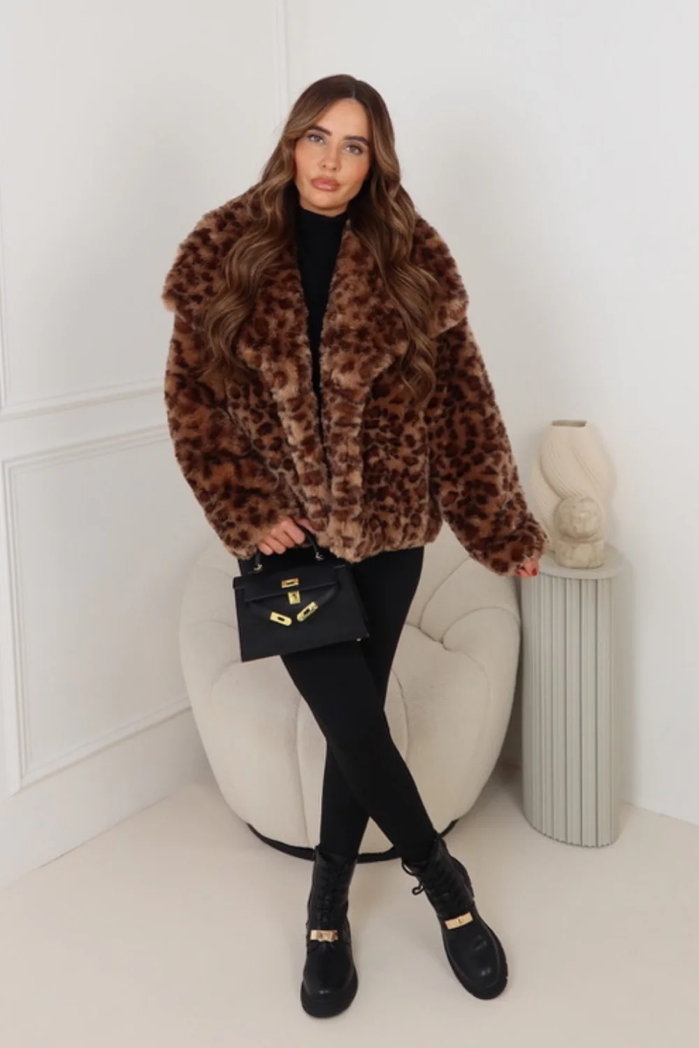 FLOYDA CARAMEL LEOPARD FAUX FUR JACKET - Image 3
